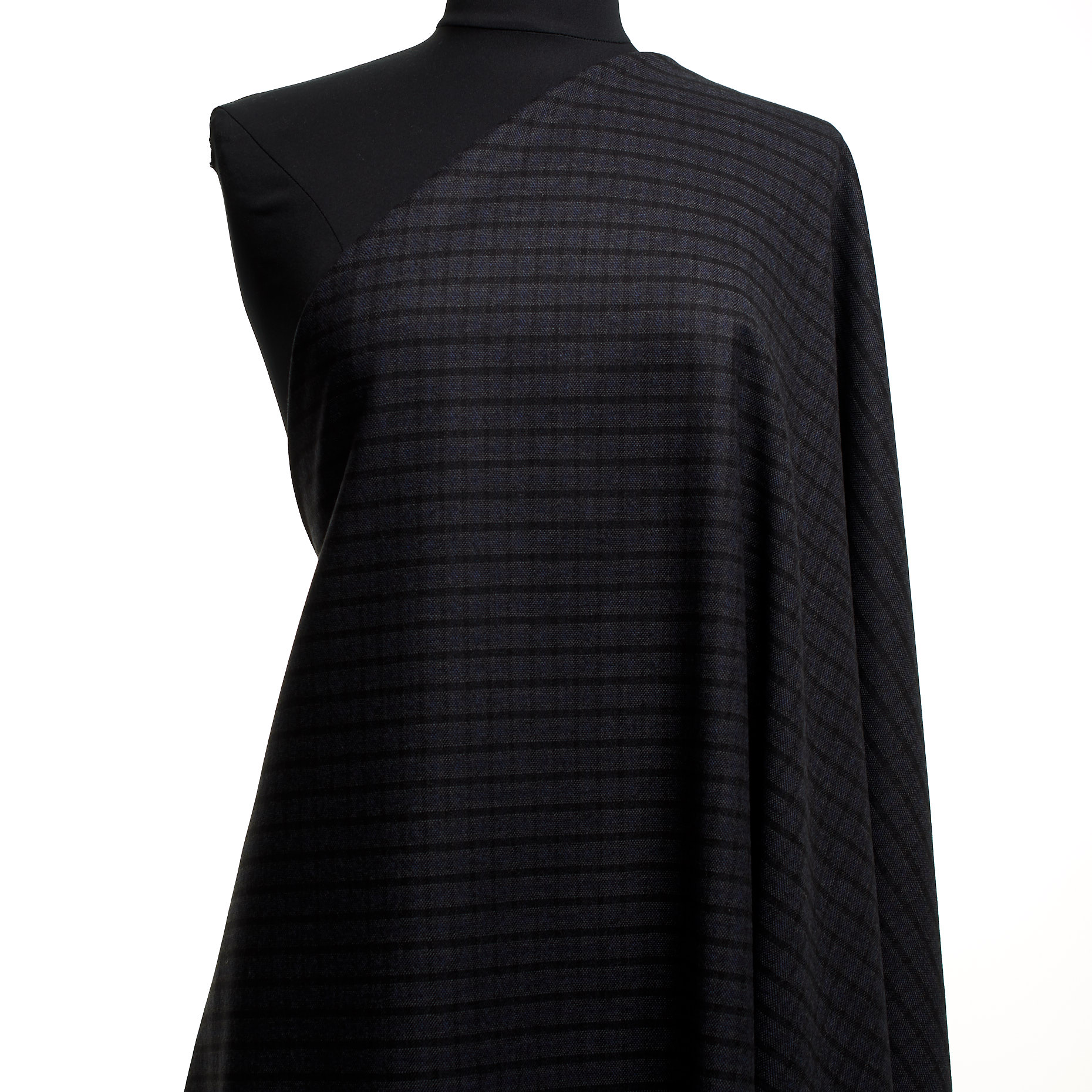 WOOL, COTTON BLEND, CHECK, BLACKENED PEARL
