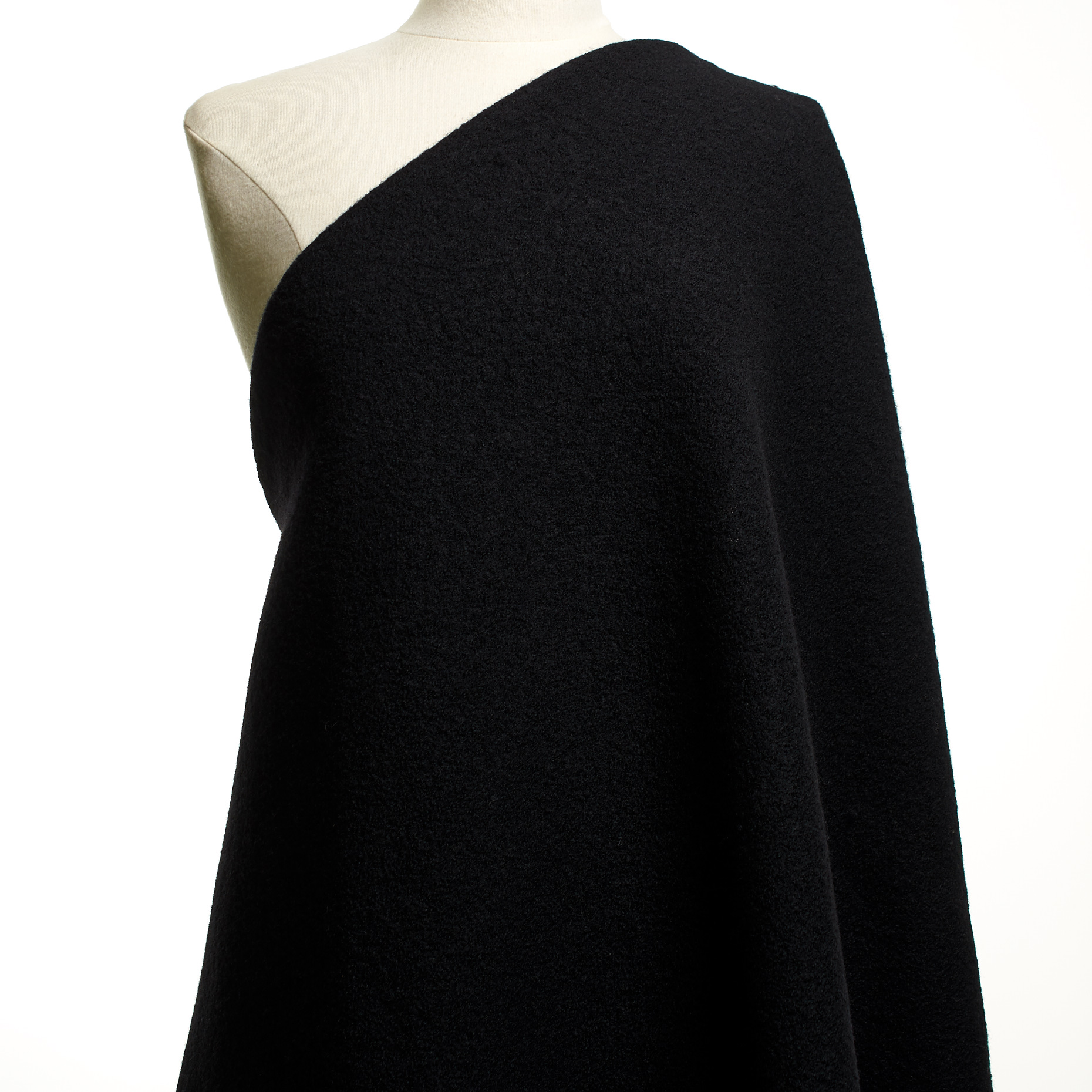 BOUCLÉ, BOILED WOOL, VIRGIN WOOL, JET BLACK