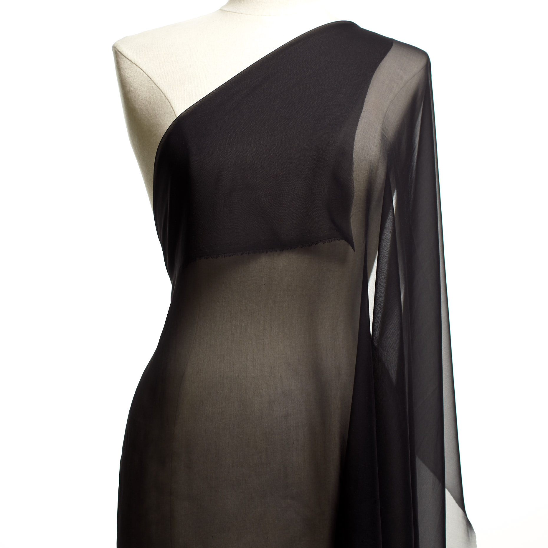 Chiffon, Silk, Raven Black