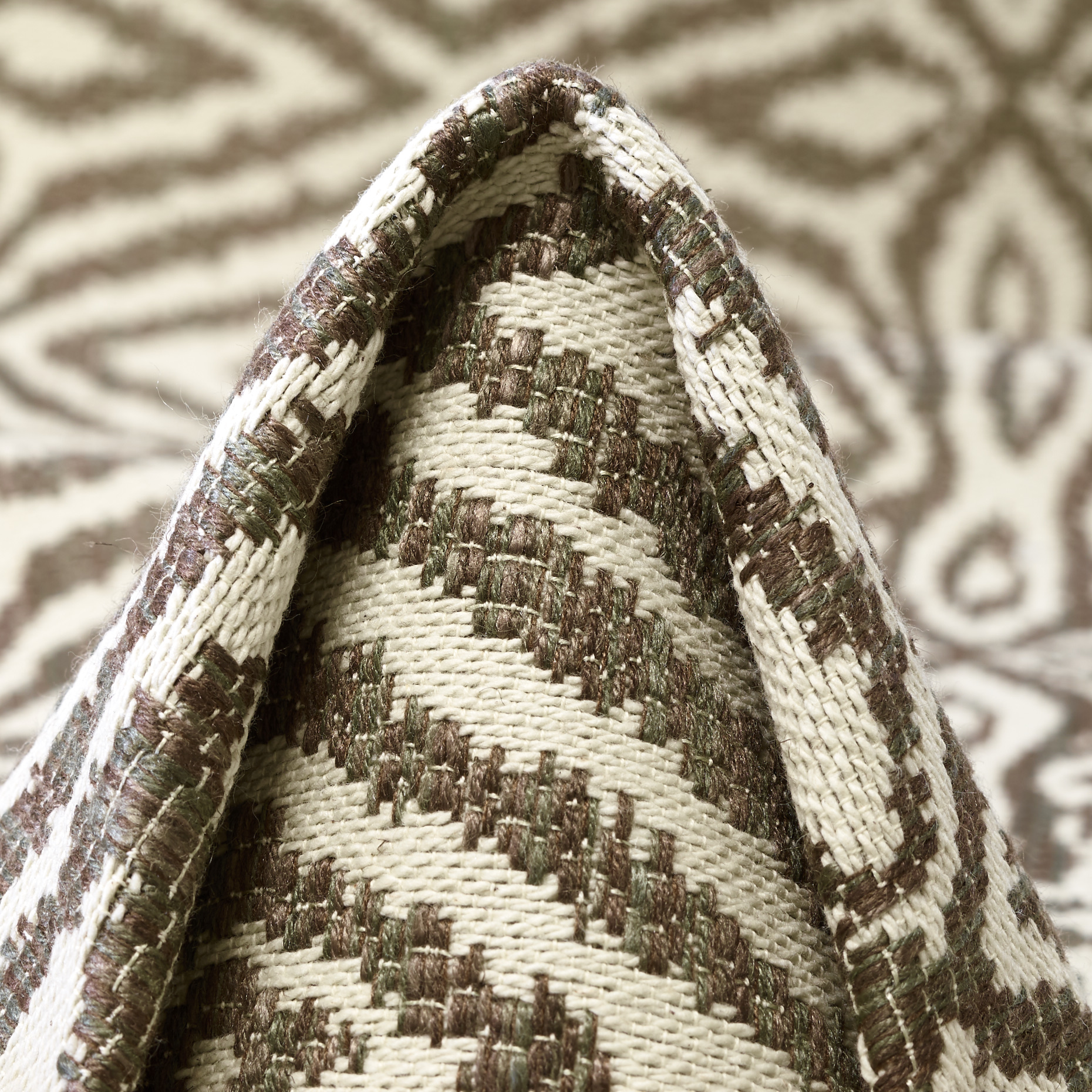 Jacquard, Cotone, Tessuto Rigido, Antique White&Walnut (F000053725)