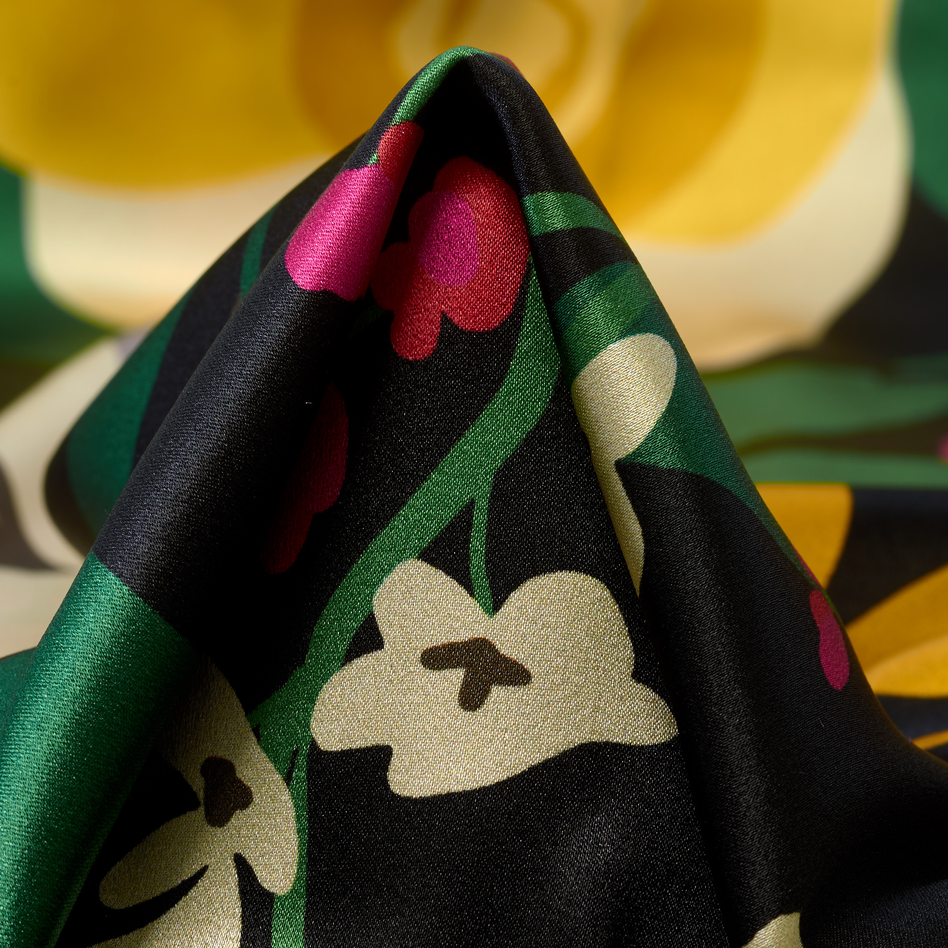 Satin, Silk, Printed, Biscotti&Raven Black