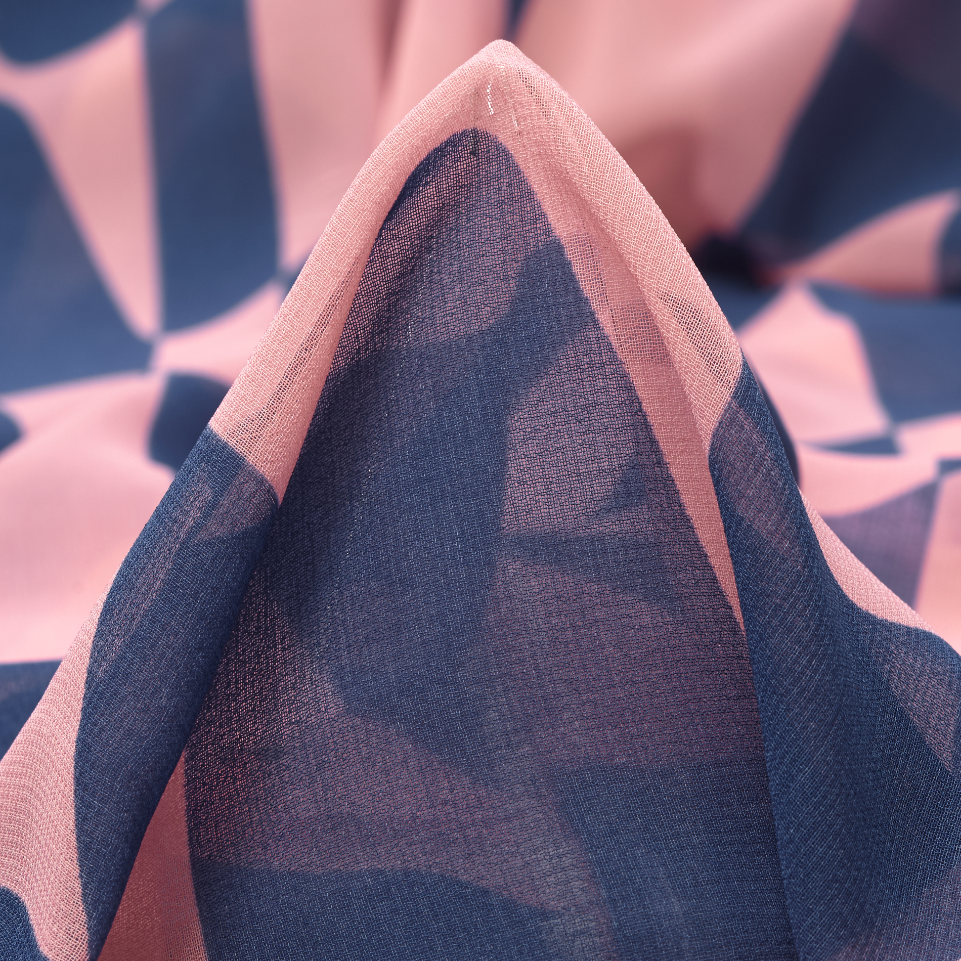 Chiffon, Stampato, Blue Indigo