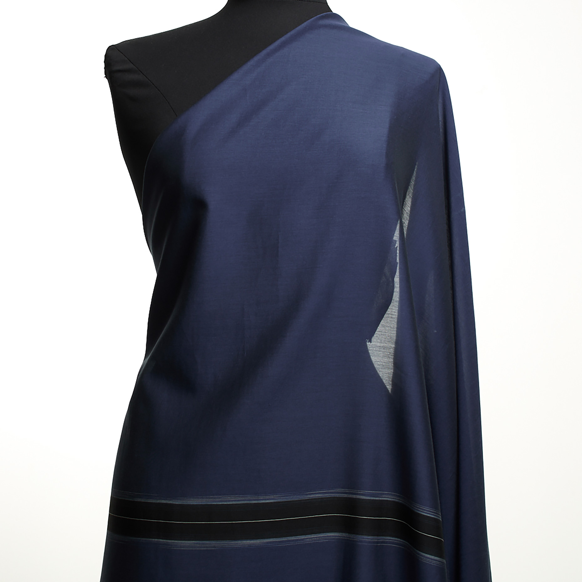 Voile, Viscose, Stripes, Blue Indigo&Raven Black