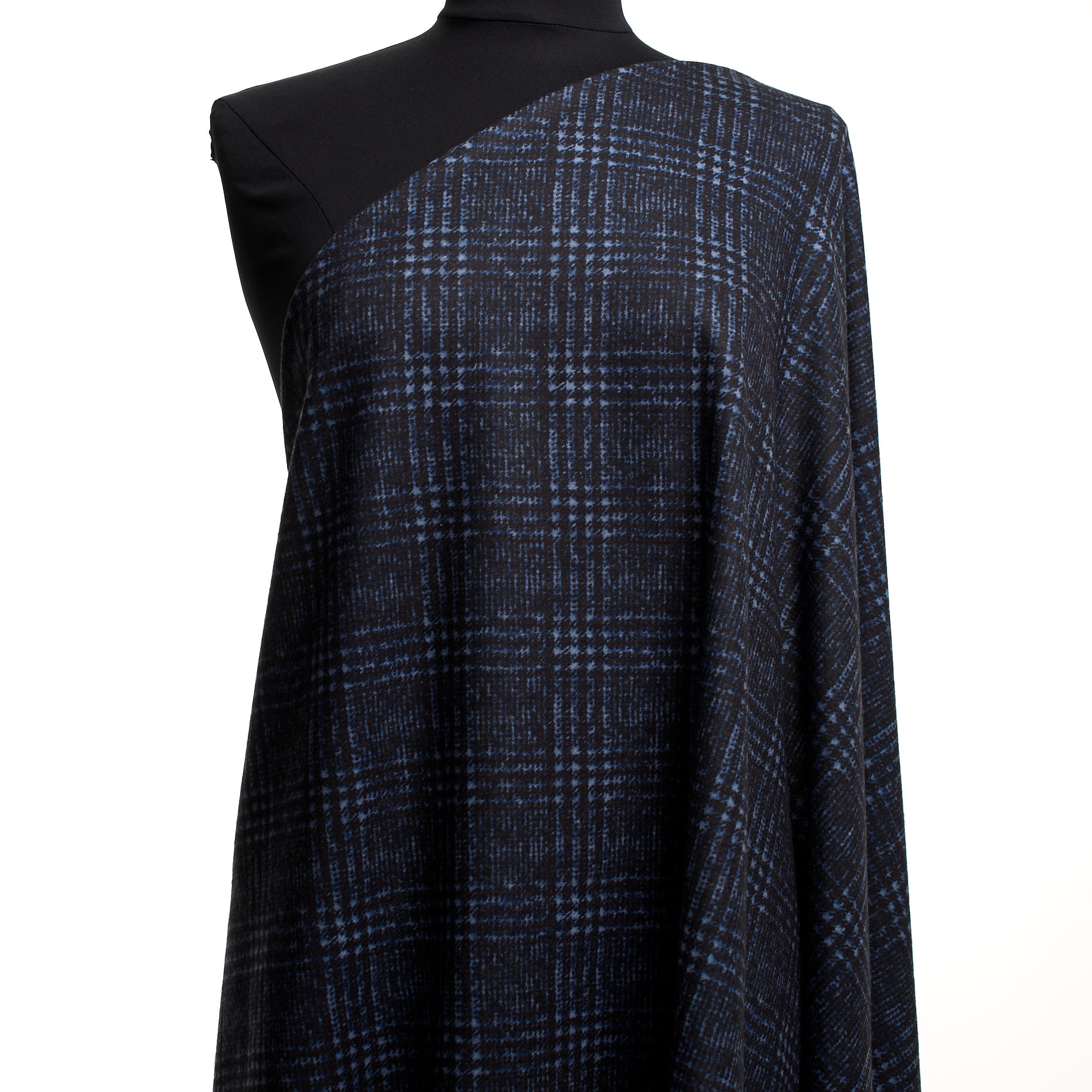 Jersey, Cotton Blend, Printed, Blue Indigo