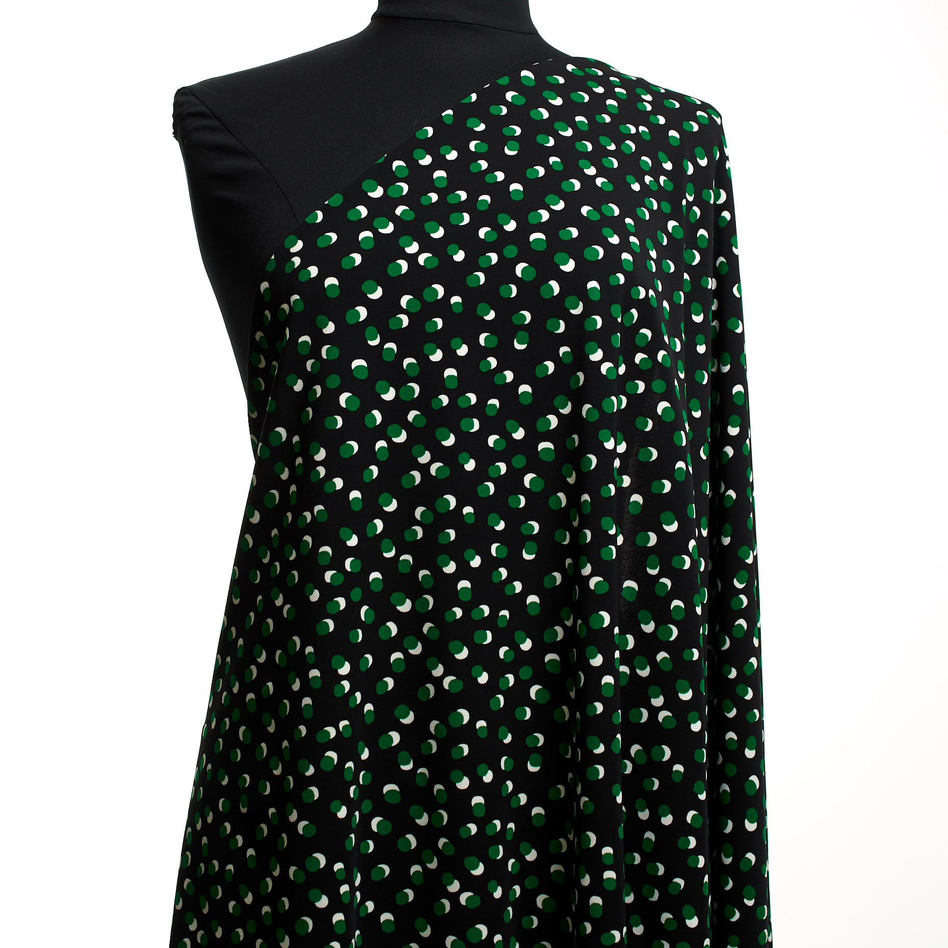 Techno Jersey, Pois, Haute Elasticité, Raven Black&Smaragd