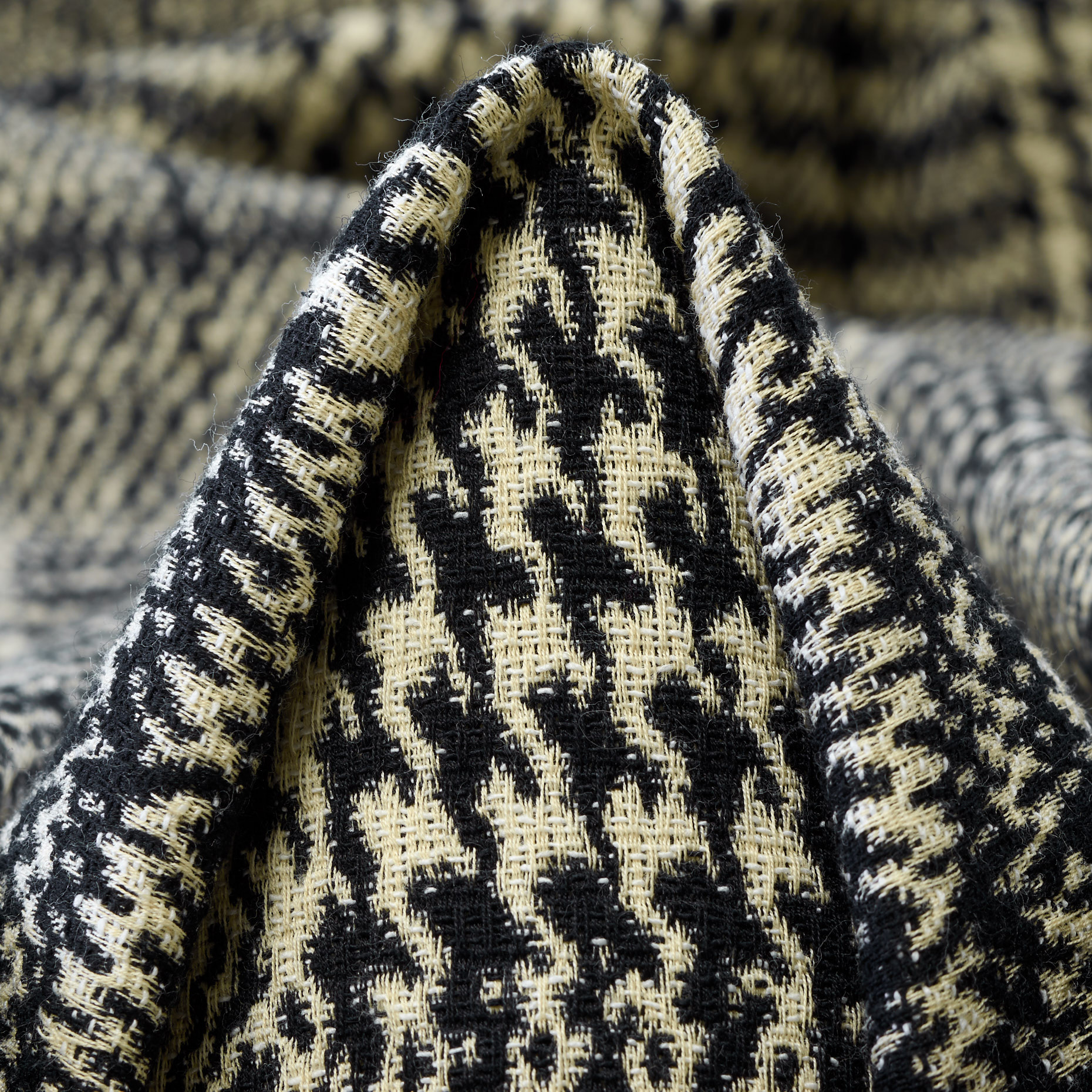 Jacquard, Cotone Elastico, Vanilla Ice&Raven Black