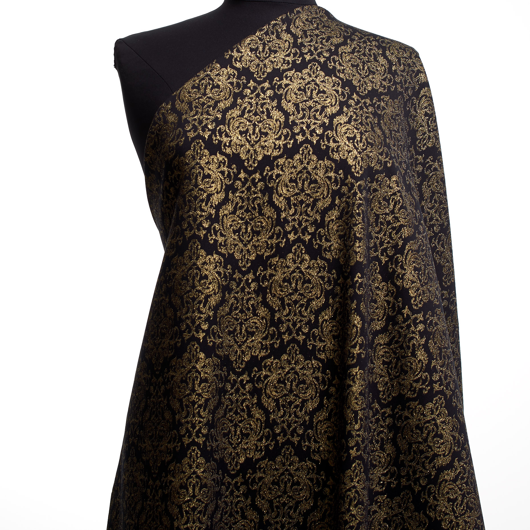 JACQUARD, COTTON, ELASTIC, RAVEN BLACK&VINTAGE GOLD