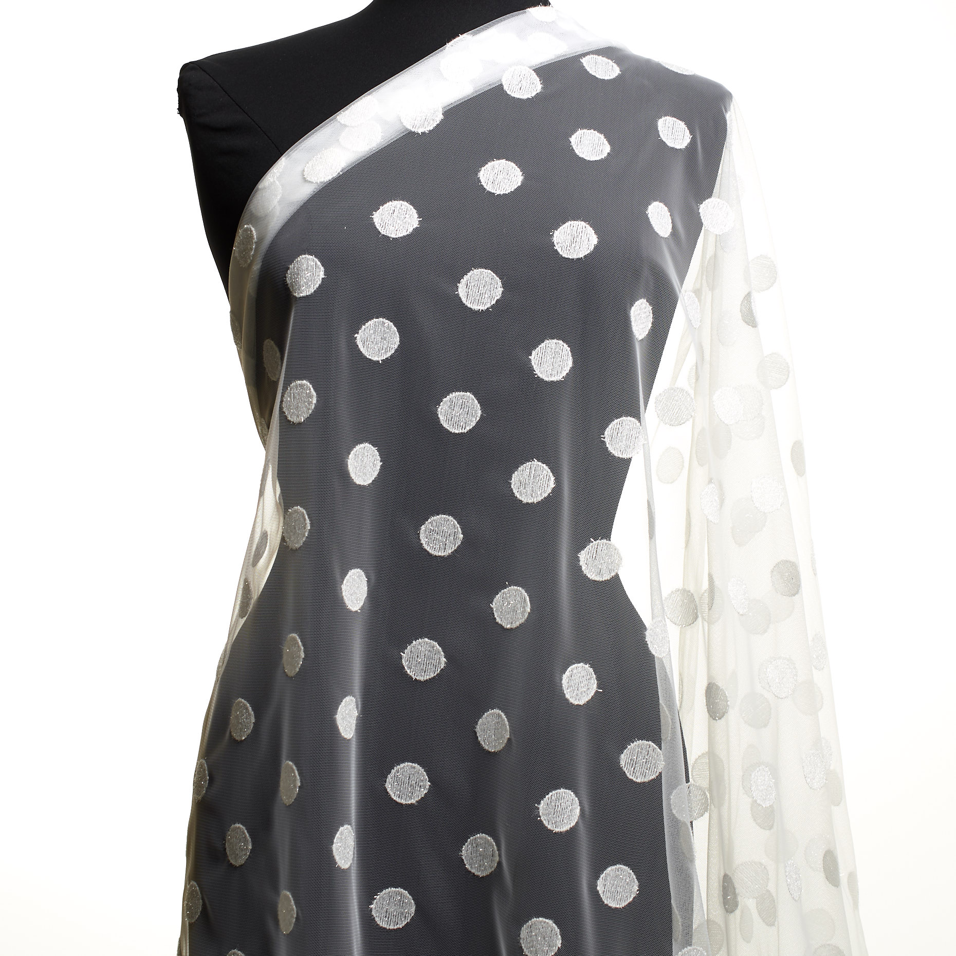 Tulle, Ricamato, Puntinato, Silver