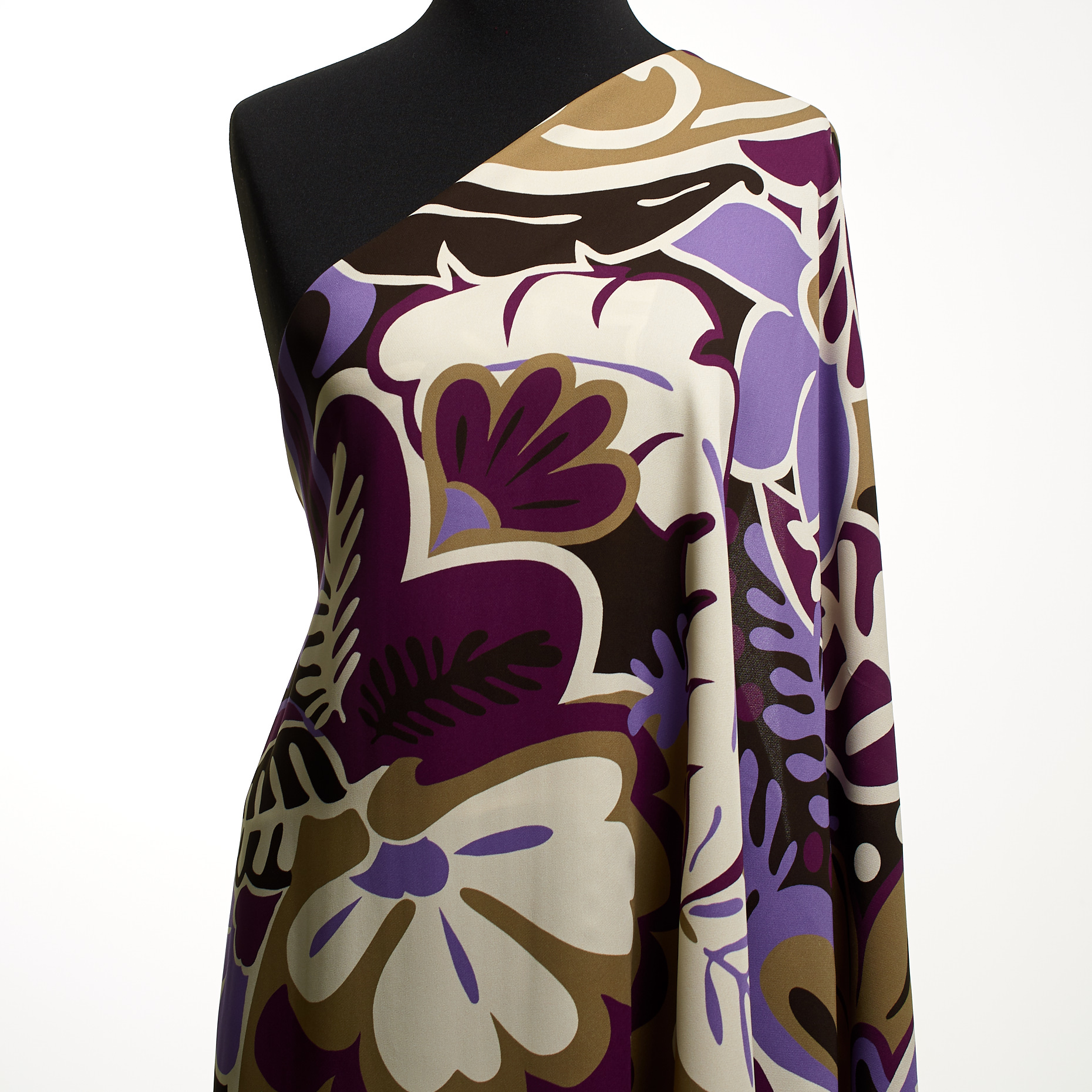 Crêpe De Chine, Viscose, Printed, Purple Potion&Lavender