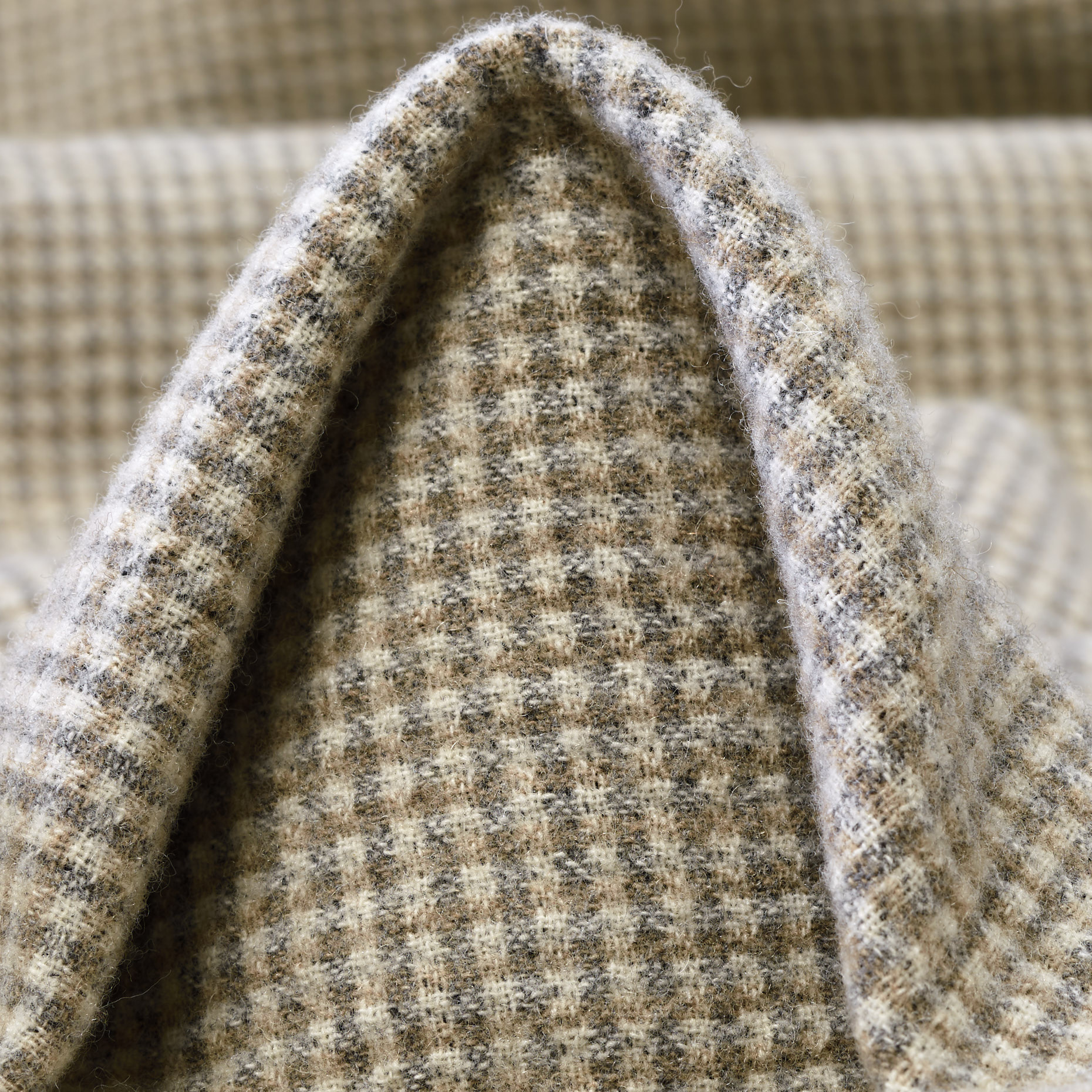 Double, Wolle, Karo, Gray Khaki