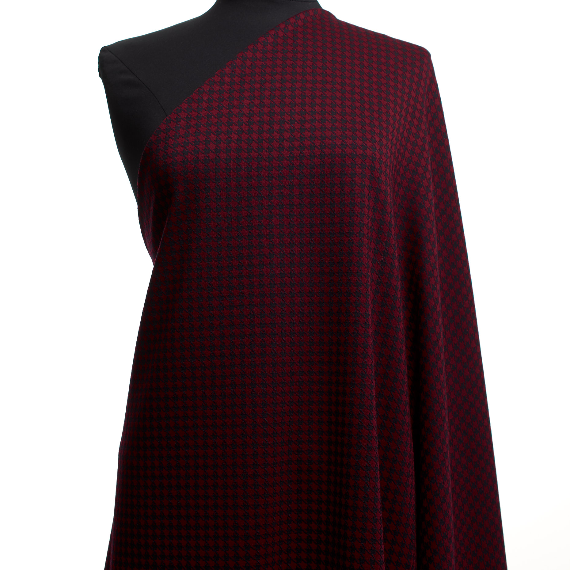 Jersey, Jacquard, Pied de Poule, Carmine Red&Midnight Blue