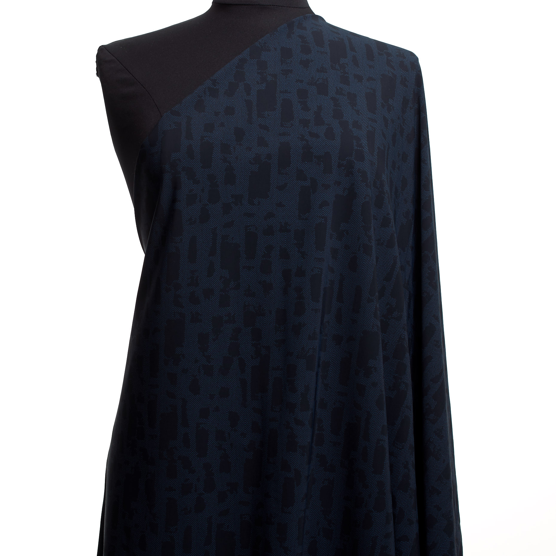 Techno Jersey, Printed, High Elasticity, Blue Indigo&Raven Black