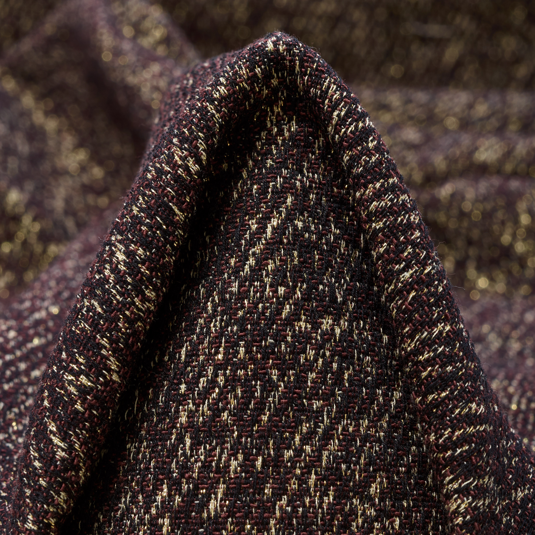 Żakard, Bawełna, Lurex, Black Olive&Rich Gold