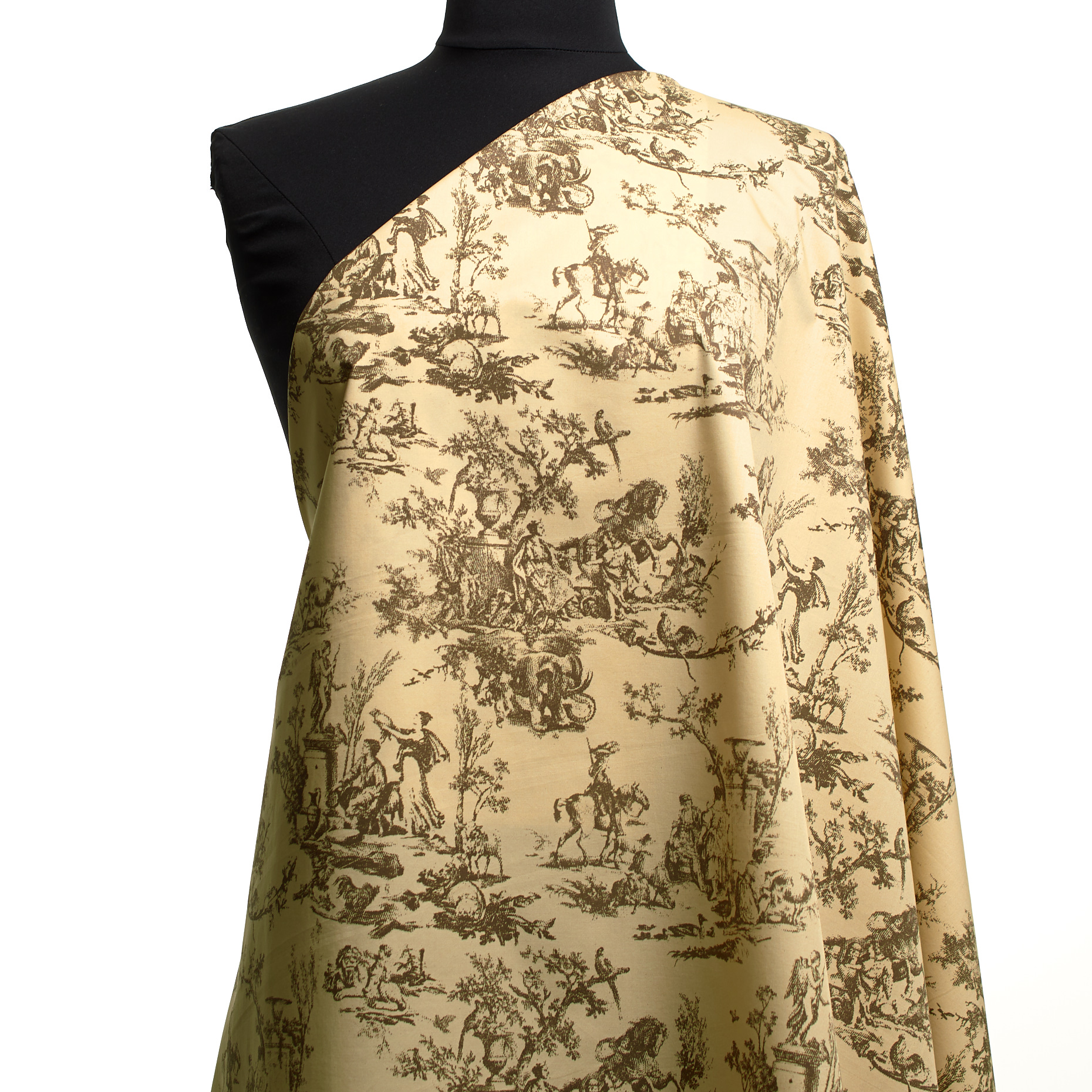 Popeline, Cotone, Tela di Jouy, Antique White&Greige