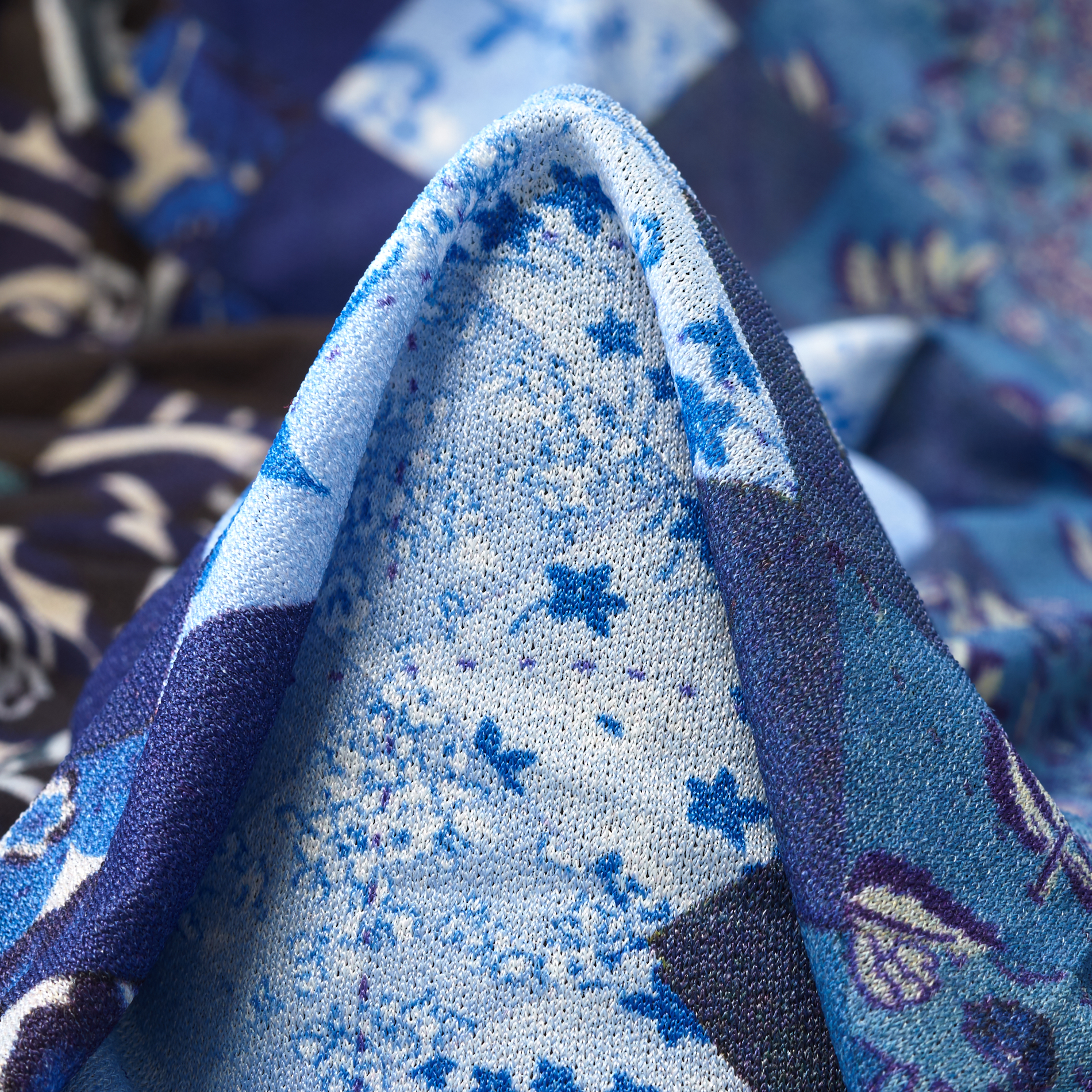 Single Jersey, Laine, Imprimé, Vivid Blue
