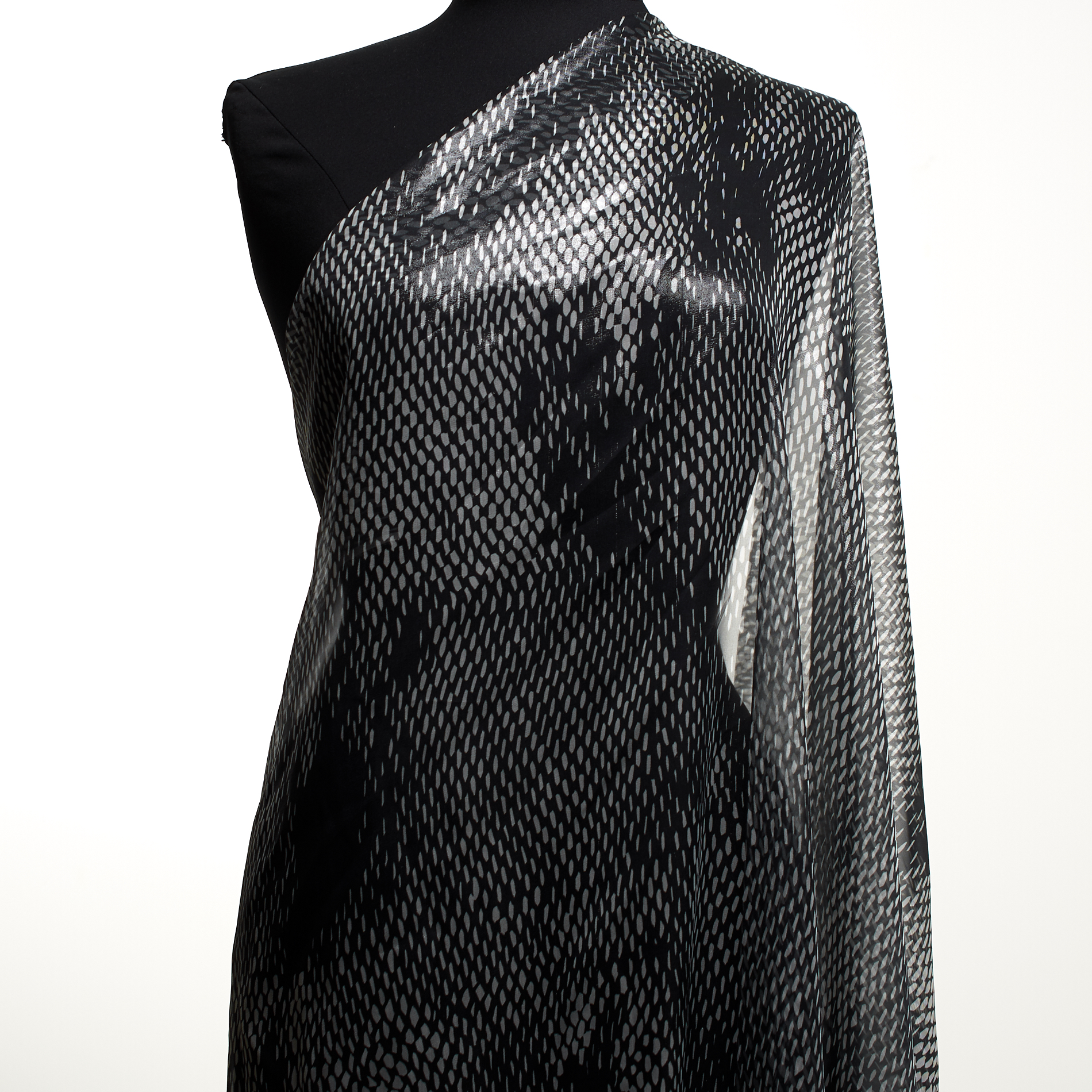 Silk, Chiffon, Printed, Black Sand