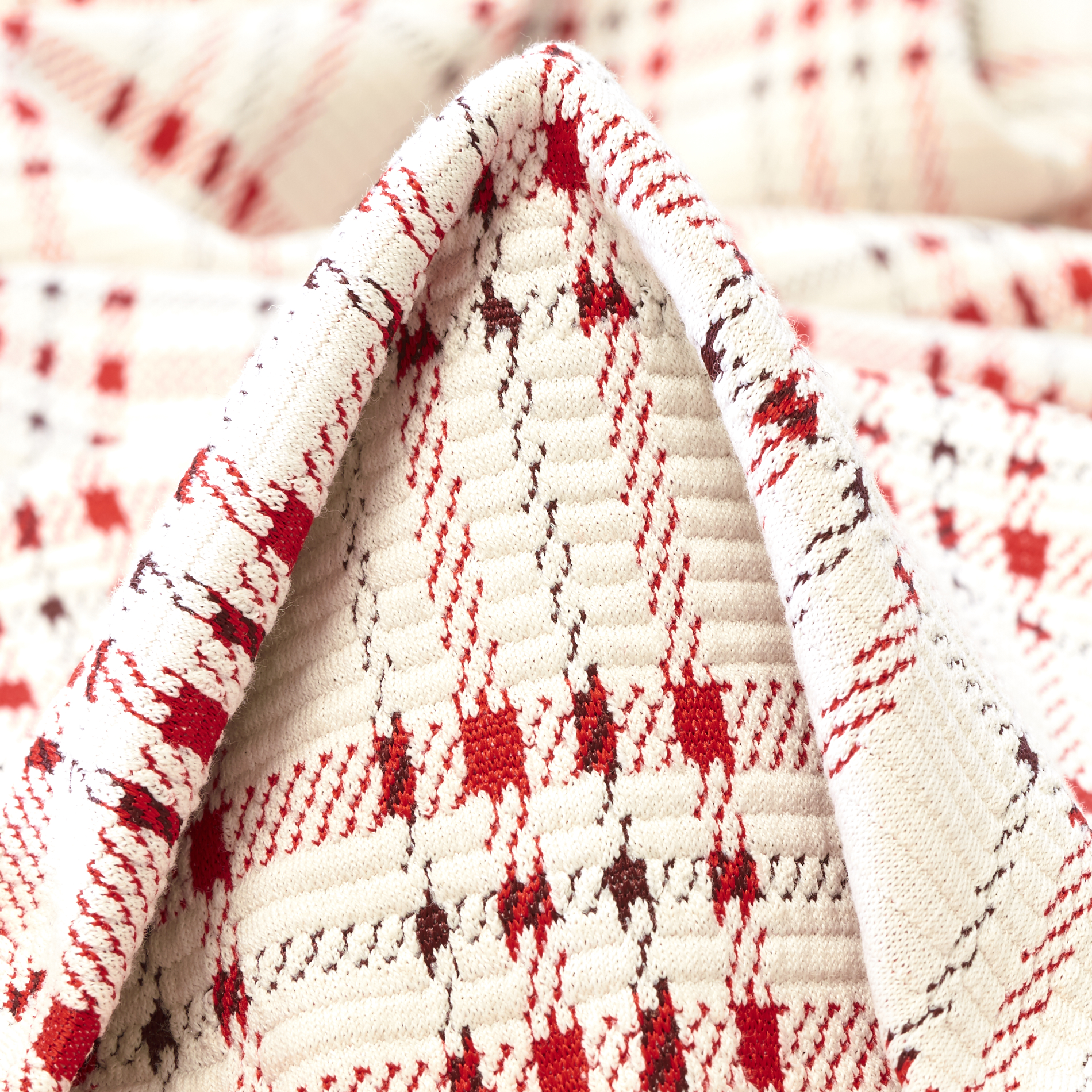 DOUBLE JERSEY, CHECK, LIPSTICK&IVORY (F000035252)