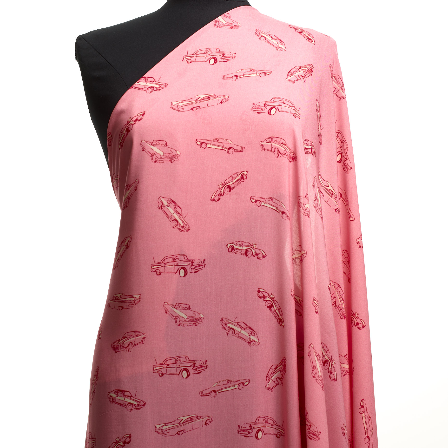 Viscose, Printed, Candy Pink