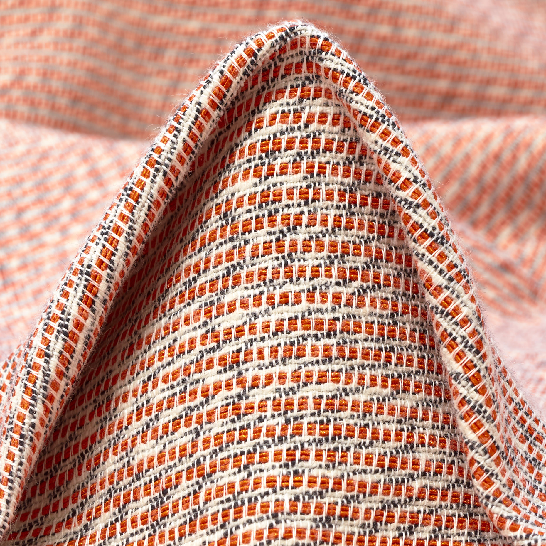 Cotone, Rigato, Vibrant Orange&Snow White (F000031422)