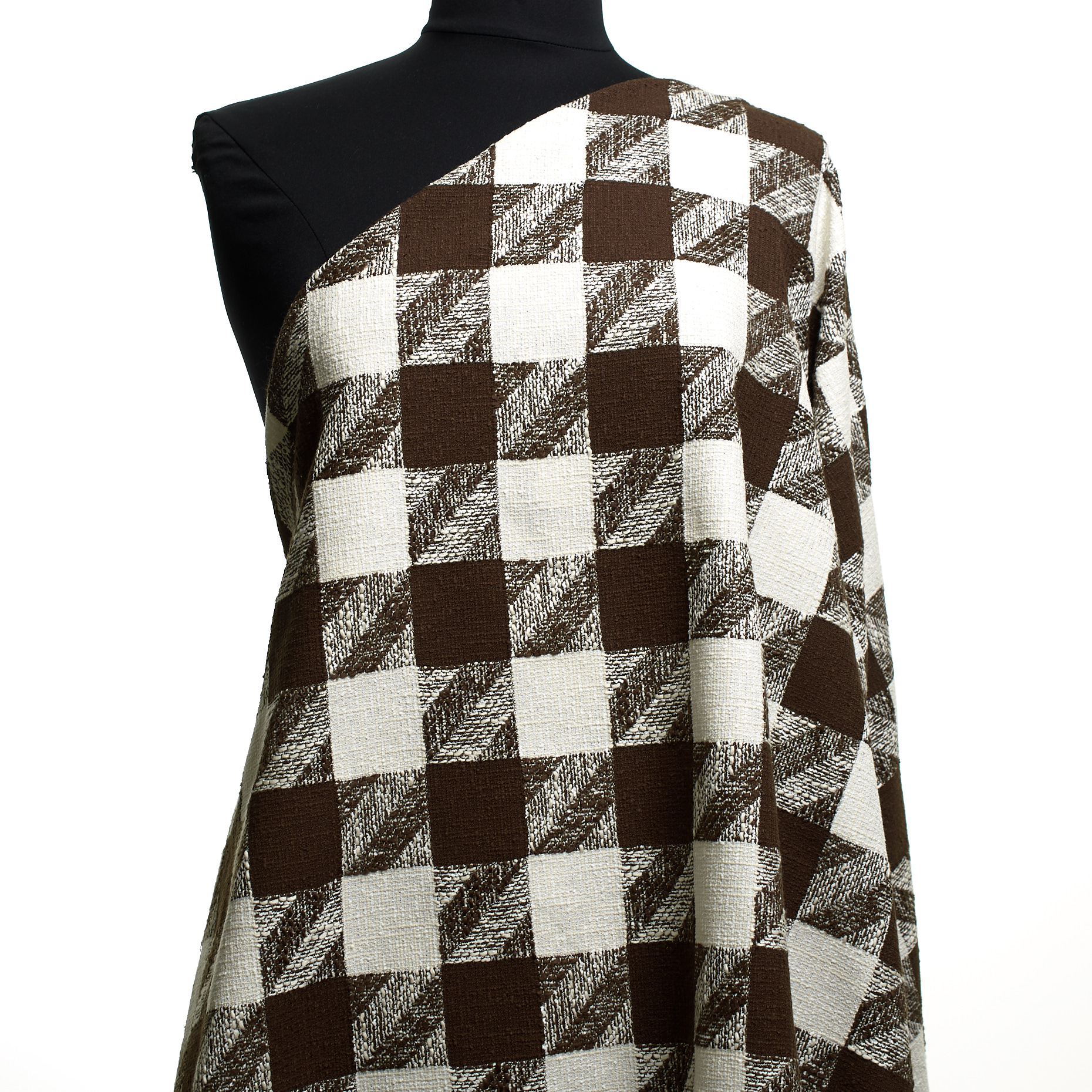 COTTON, VISCOSE, CHECK, BRILLIANT WHITE&TIRAMISU