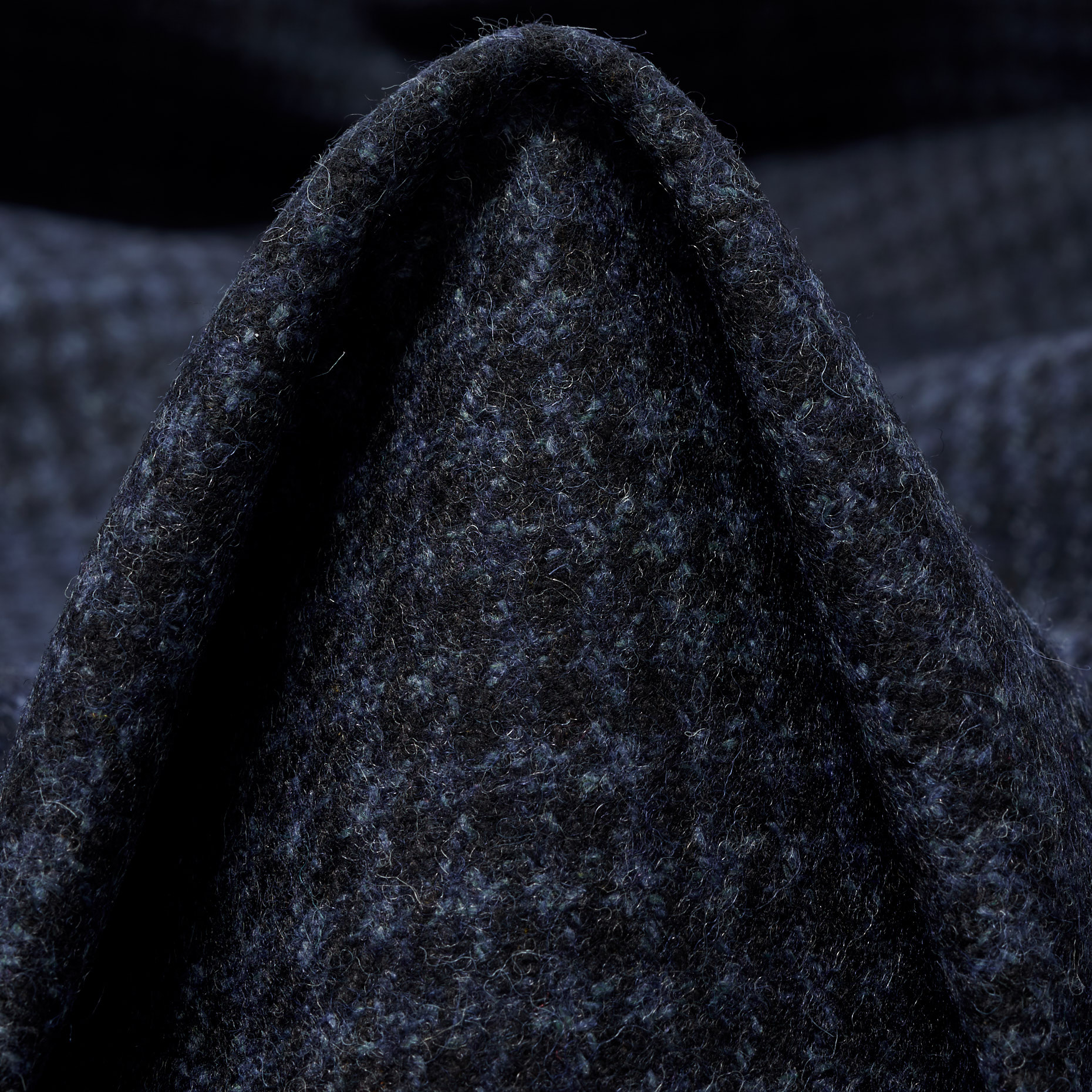 BOILED WOOL, HOUNDSTOOTH, ELASTIC, BLUE INDIGO&BLACK SAND (F000044334)