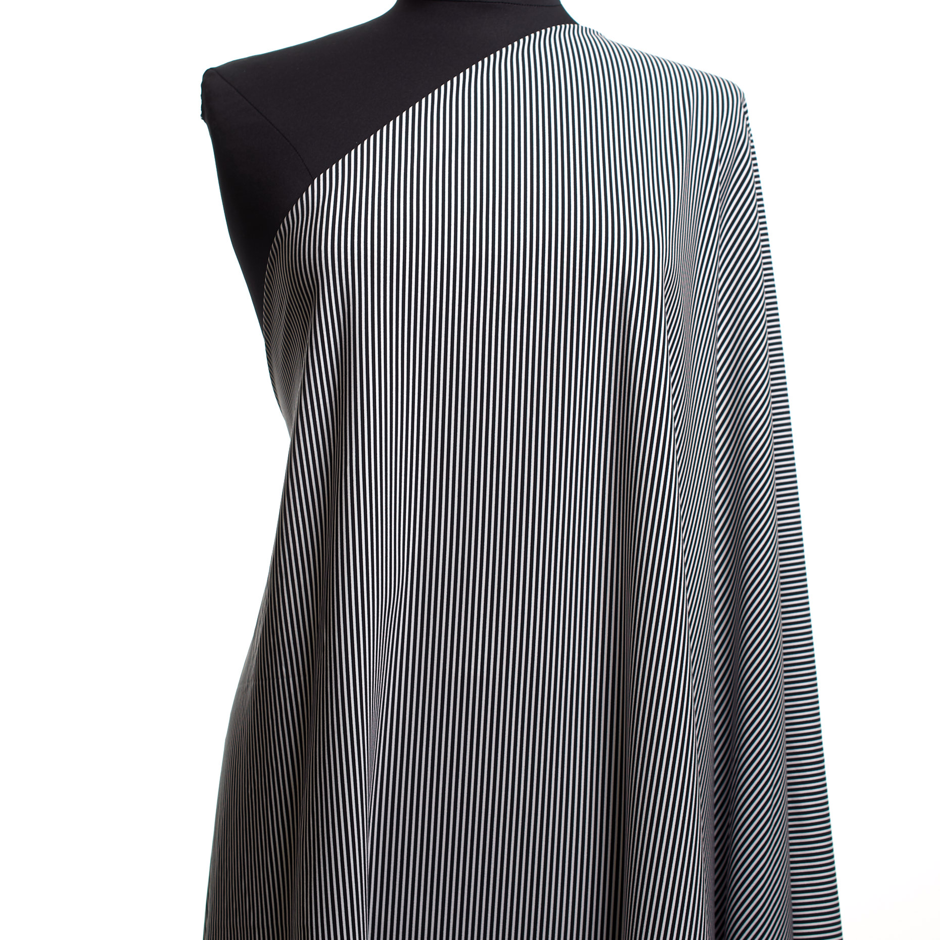 Techno Jersey, Stripes, High Elasticity, Raven Black&Brilliant White