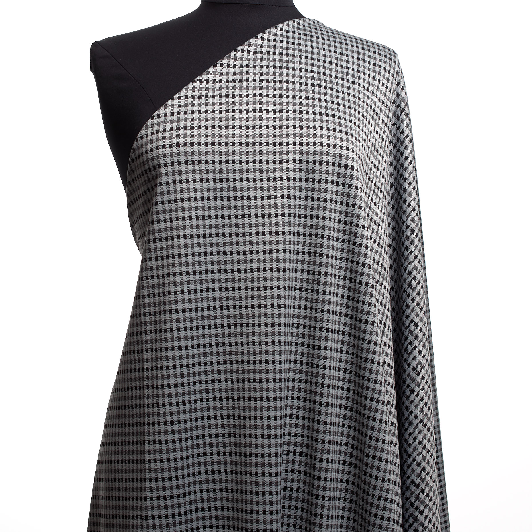 Jersey, Jacquard, Check, Raven Black&Ghost Gray