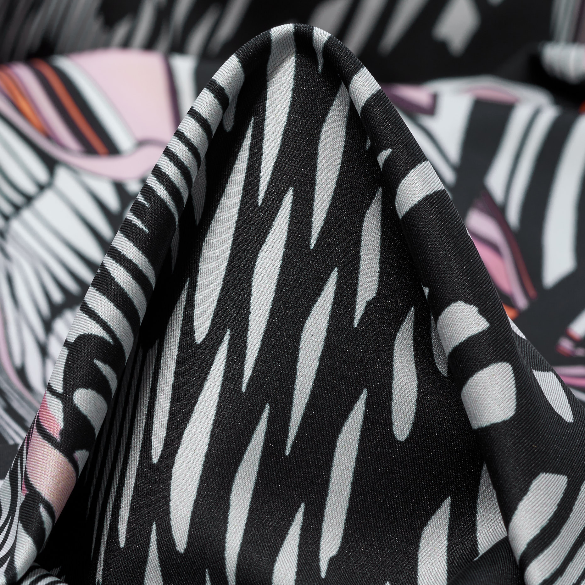 Techno Jersey, Poliammide, Stampato, Blush&Raven Black