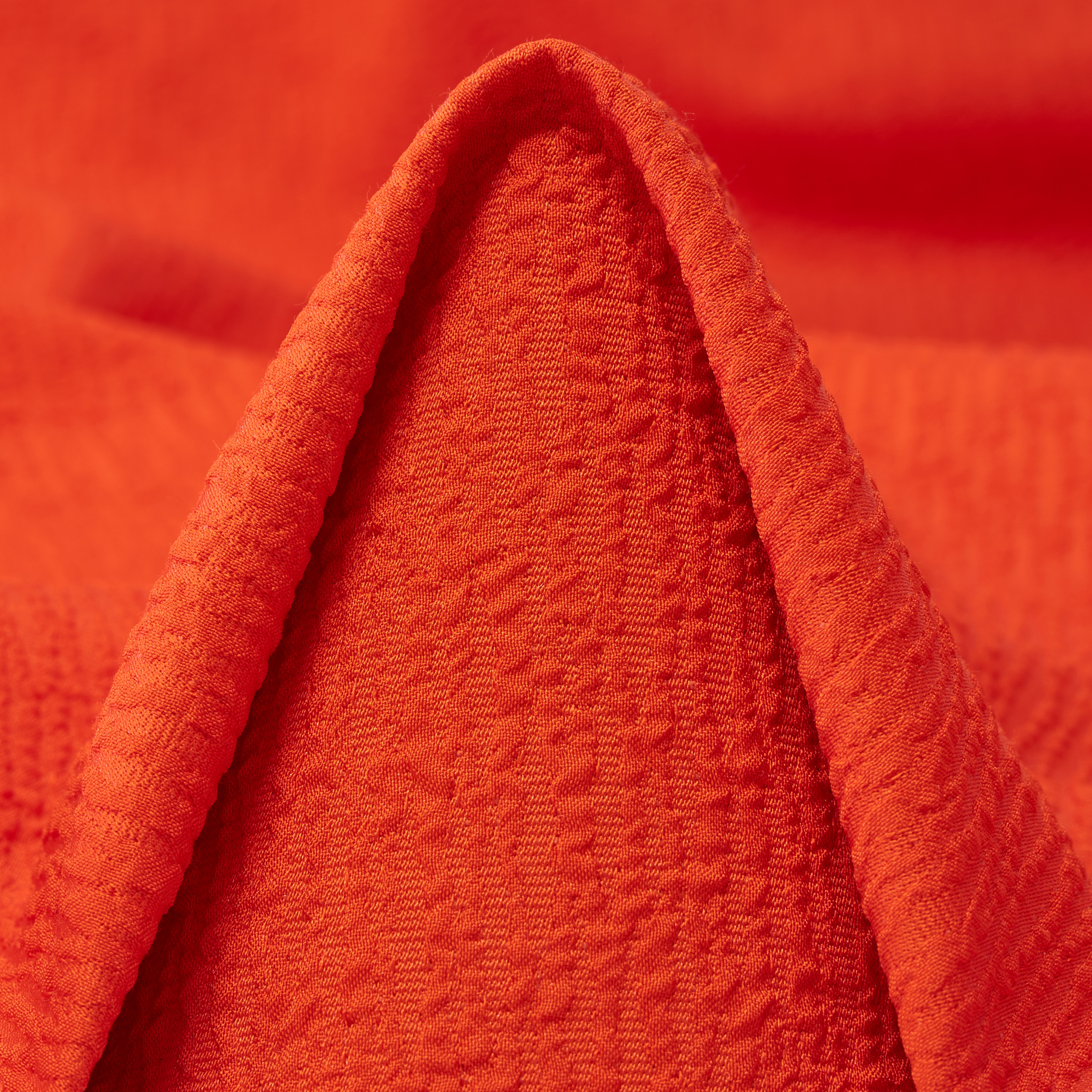 Seersucker, Misto Cotone, Stretch, Fiery Red