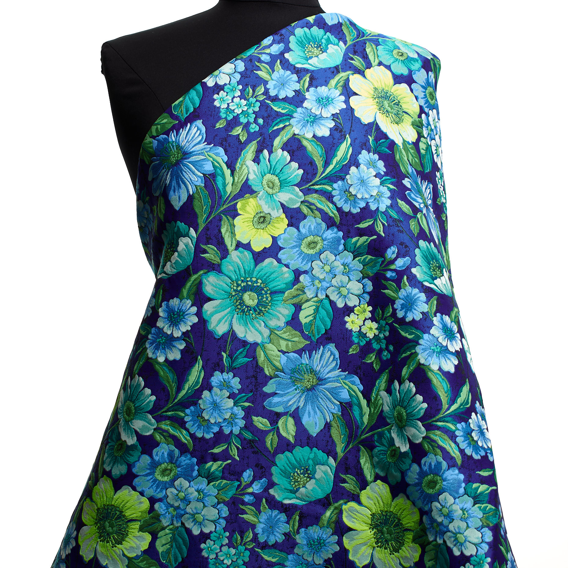 Jacquard, Double, Floral, Lapis Blue&Grass Green