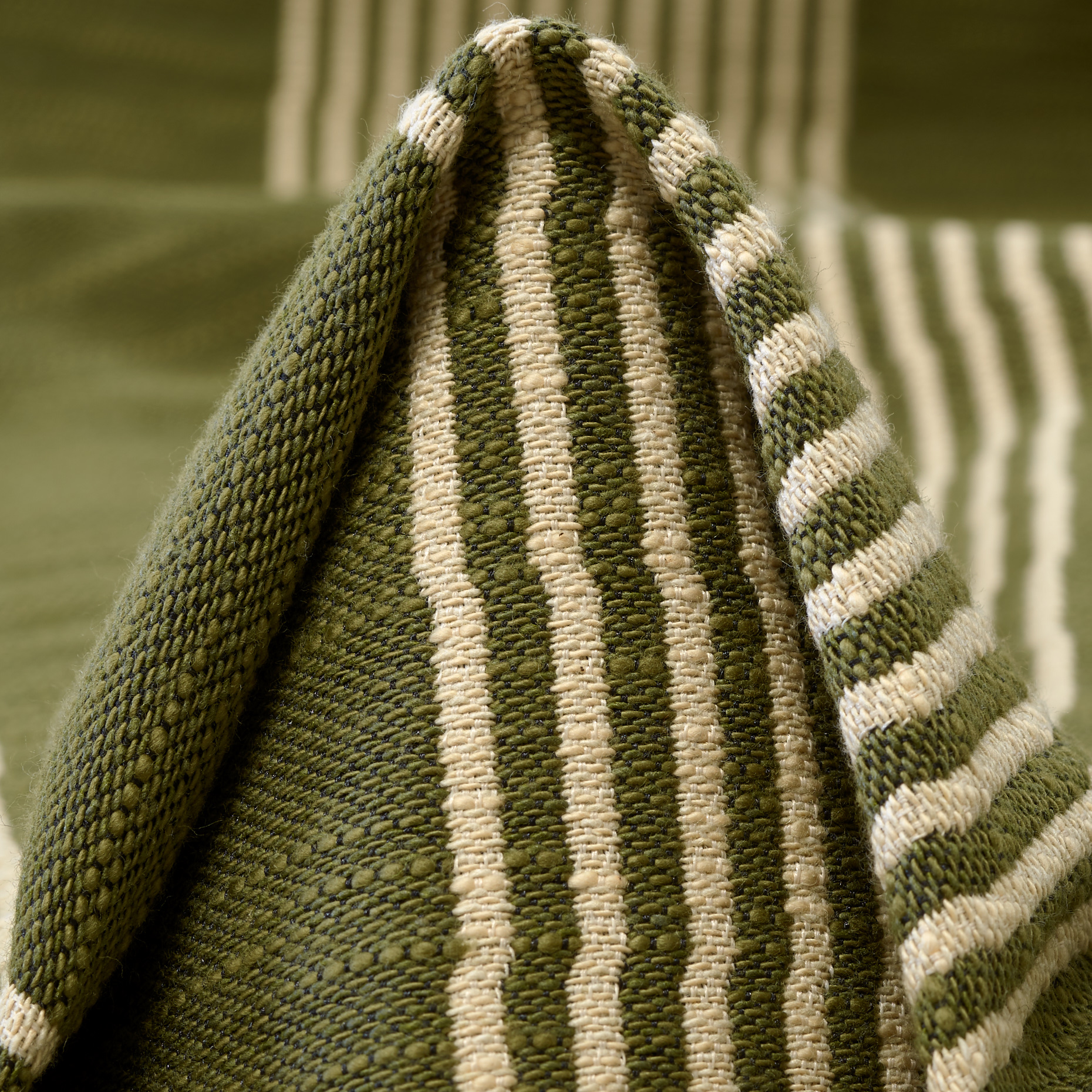 Jacquard, Cotton, Geometric Design, Martini Olive&Bone White