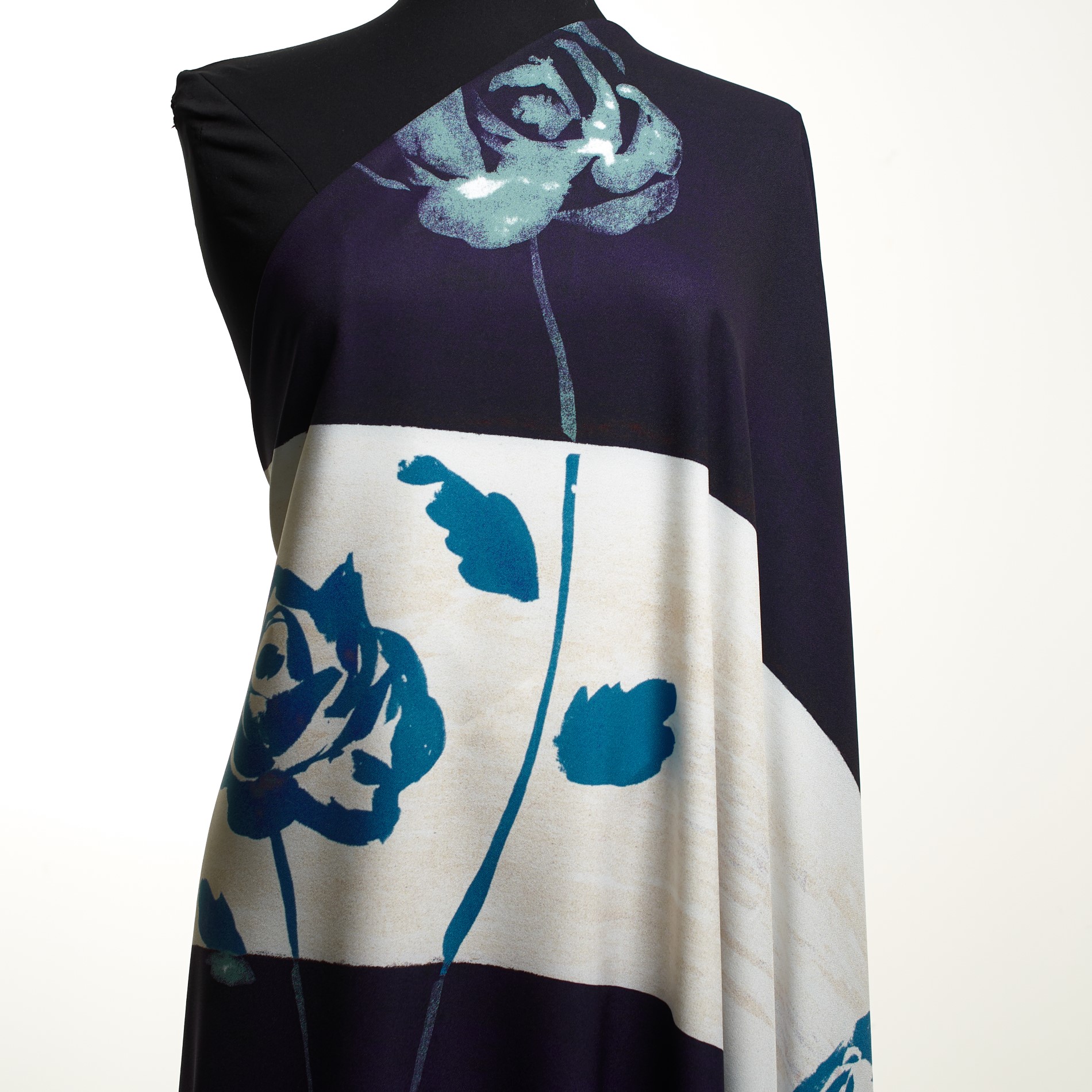 Crêpe, Floral, Elastic, Parisian Night&Snow White