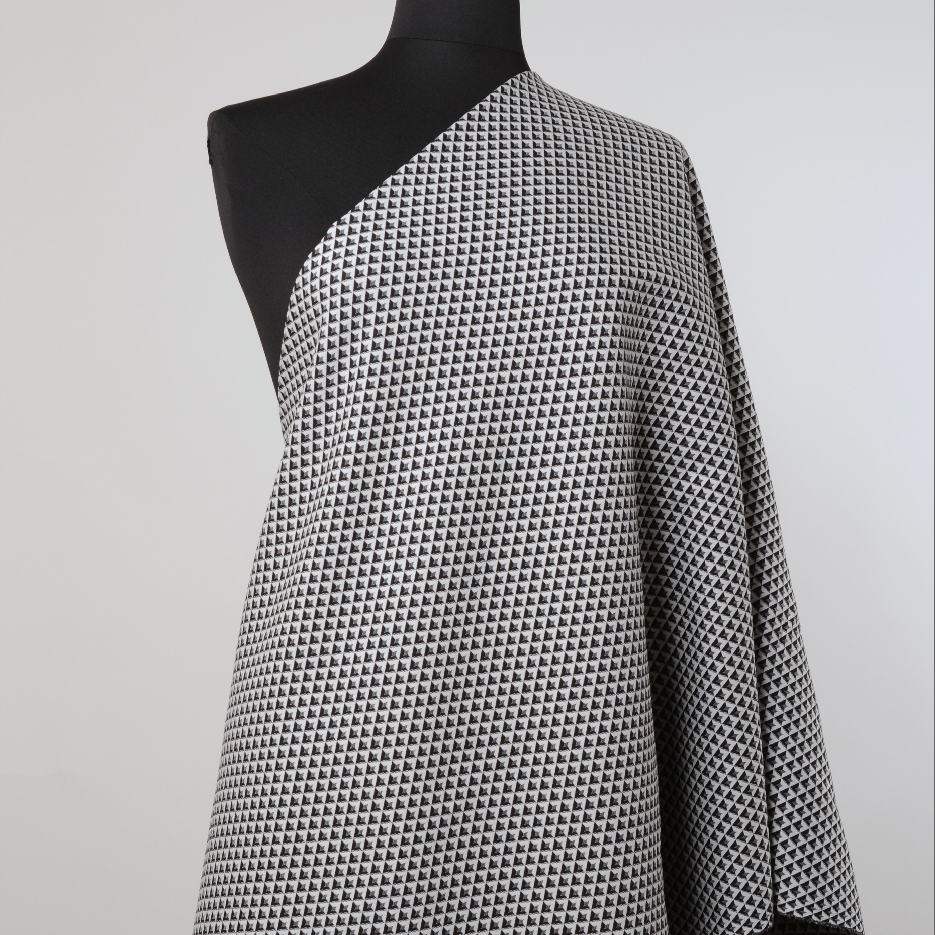 Jacquard, Coton, Design Géométrique, Brilliant White&Black Beauty