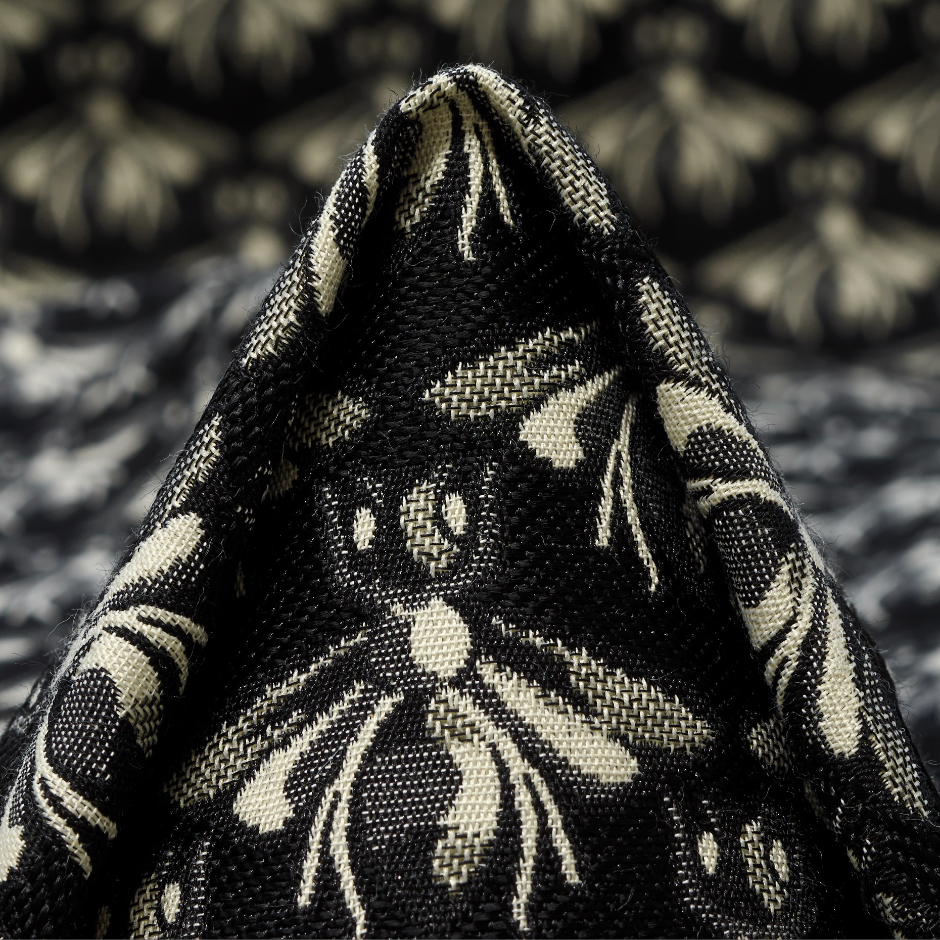 JACQUARD, COTTON, ACETATE, JET BLACK&SNOW WHITE