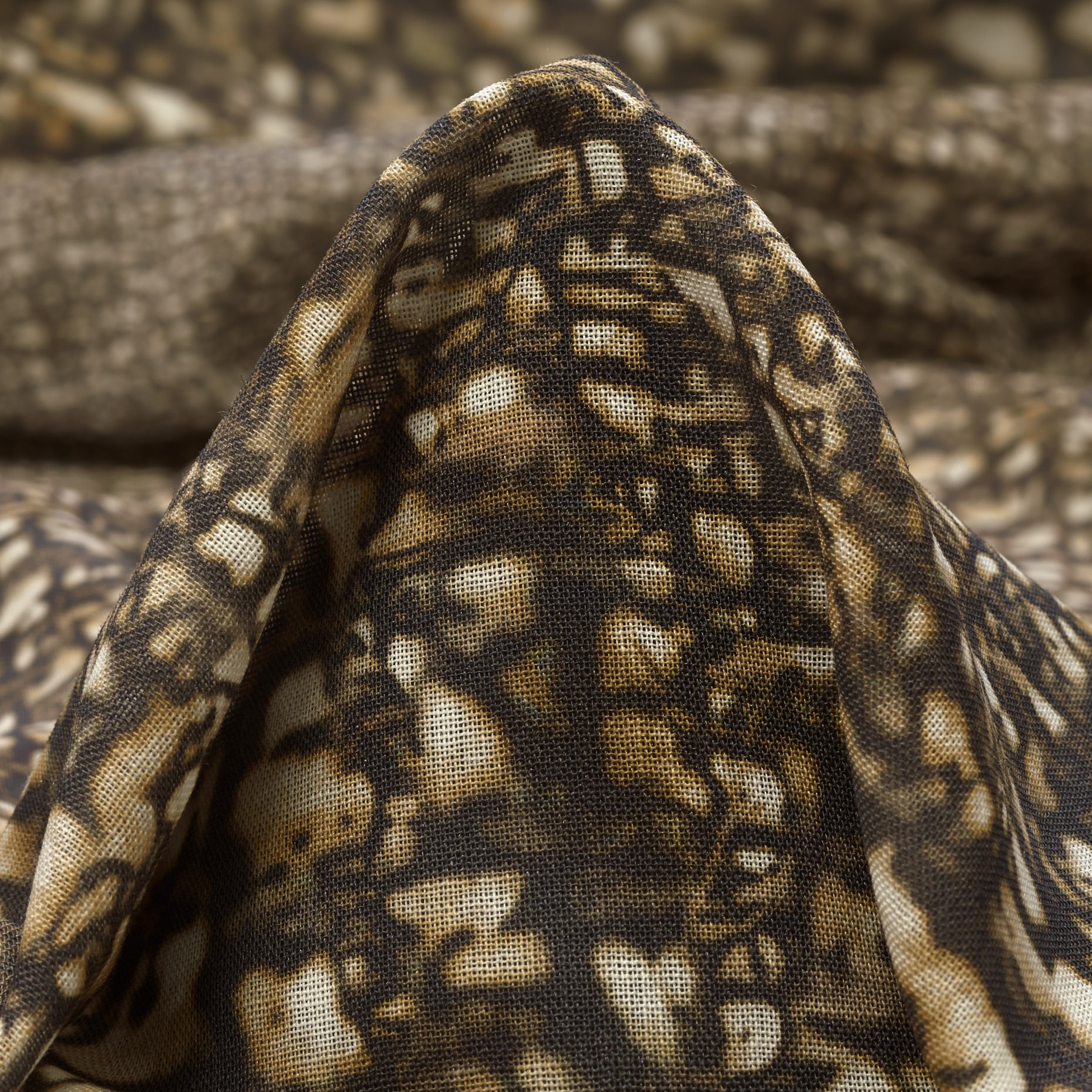 Crêpe, Virgin Wool, Printed, Dark Olive