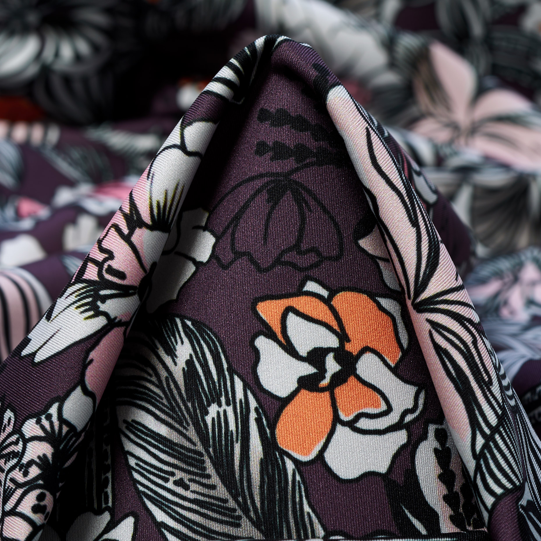 Techno Jersey, Poliammide, Stampato, Plum&Dusty Orange (F000042859)