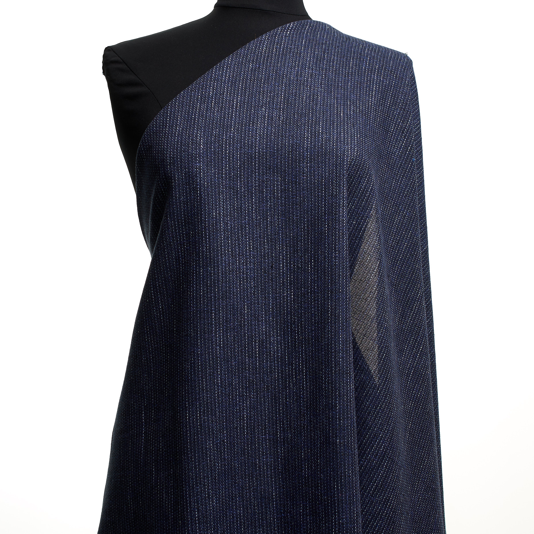Cotton, Stripes, Melange, Blue Indigo