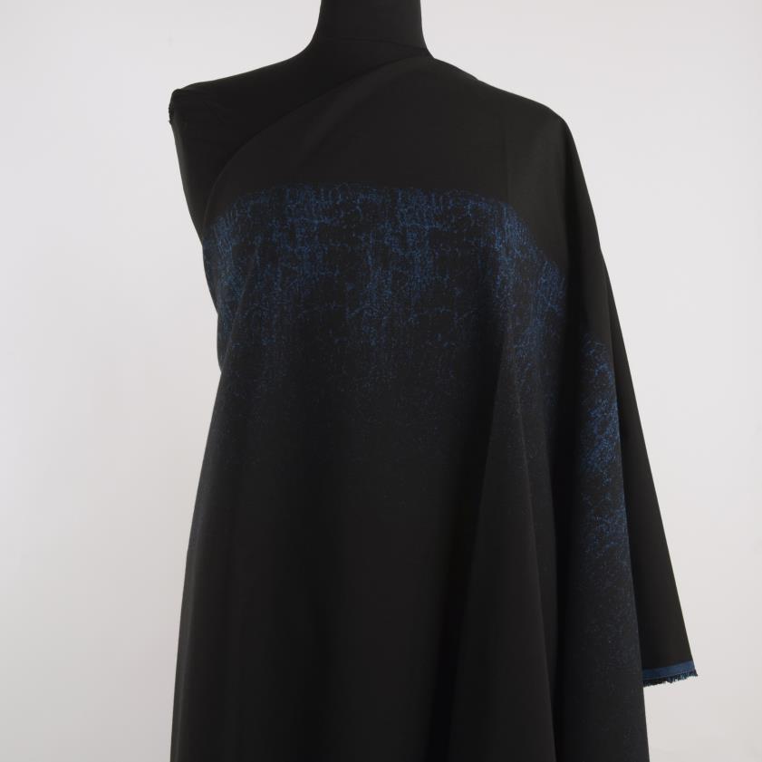 Jacquard Double, Cotton, Elastic, Raven Black&Mediterranian Blue
