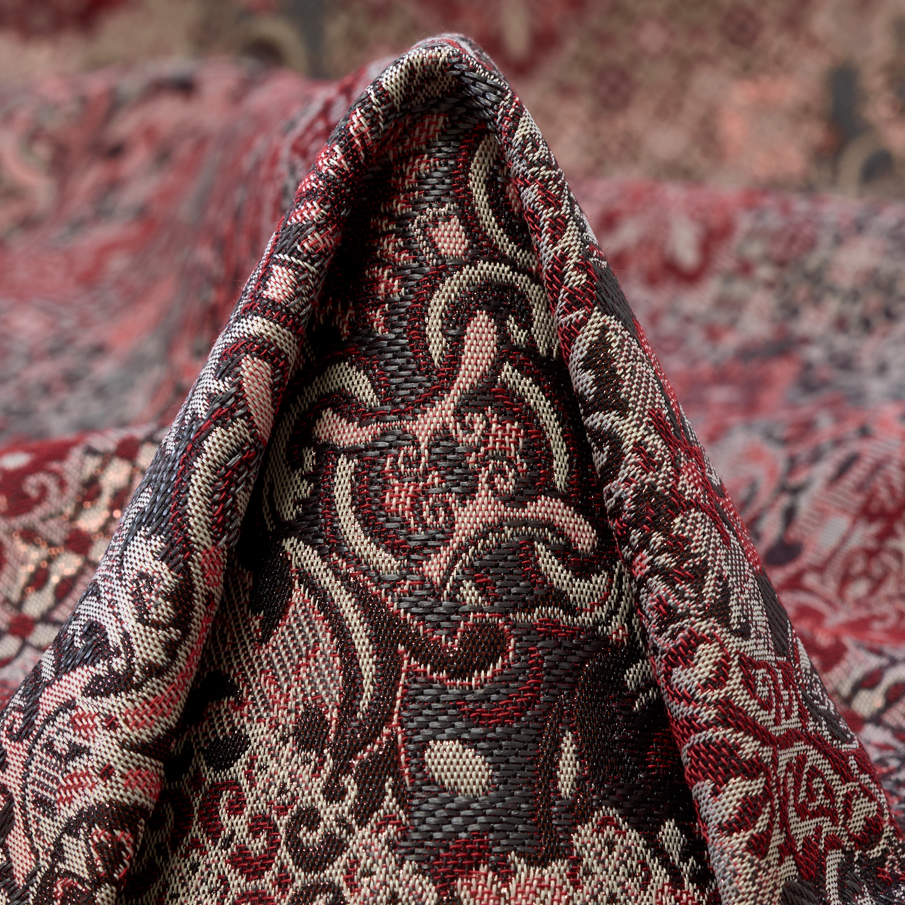 Jacquard, Acetat, Baumwolle Mix, Winery&Brushed Nickel