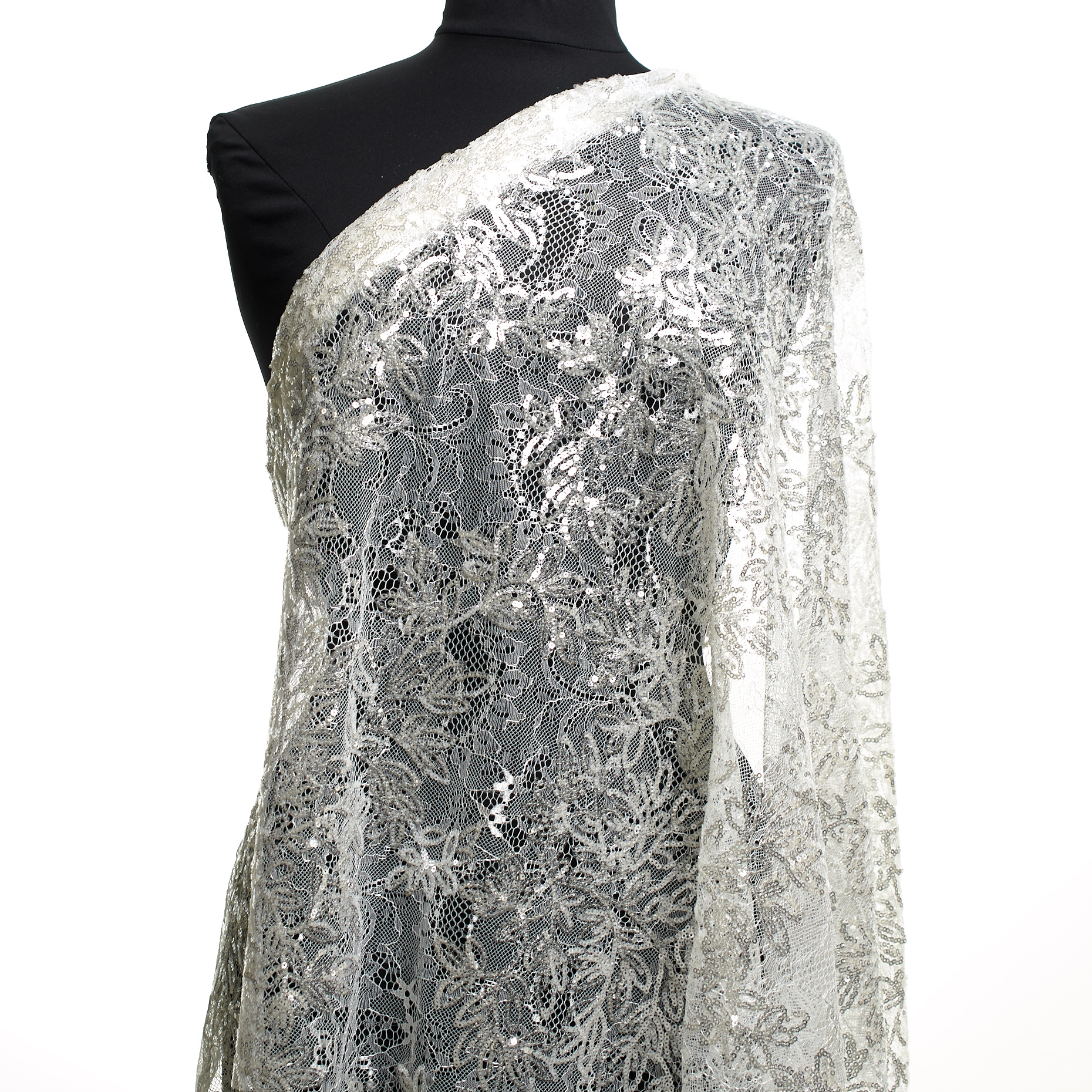 Encaje, Lentejuelas, Bordado, Brilliant White&Silver