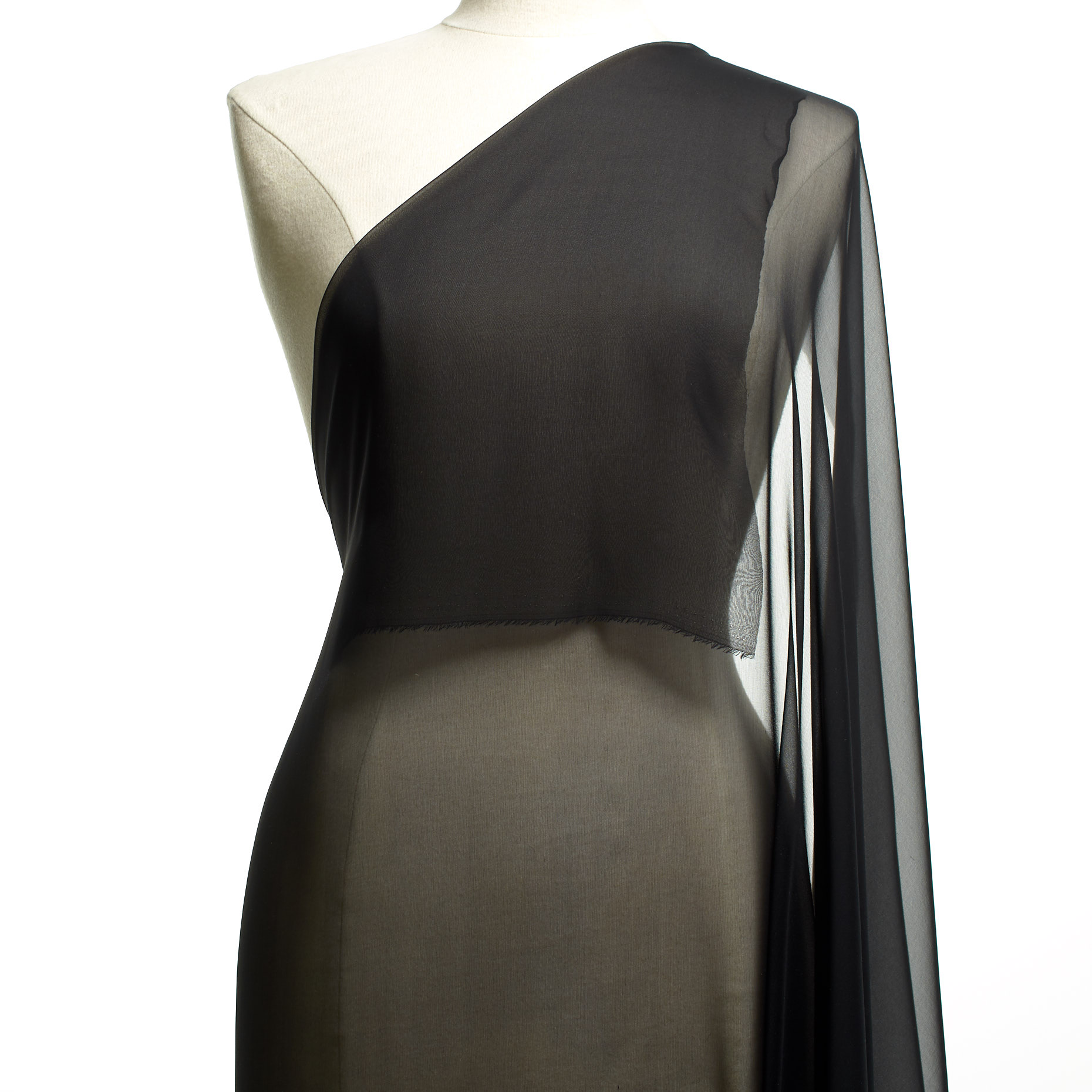 Chiffon, Silk, Raven Black