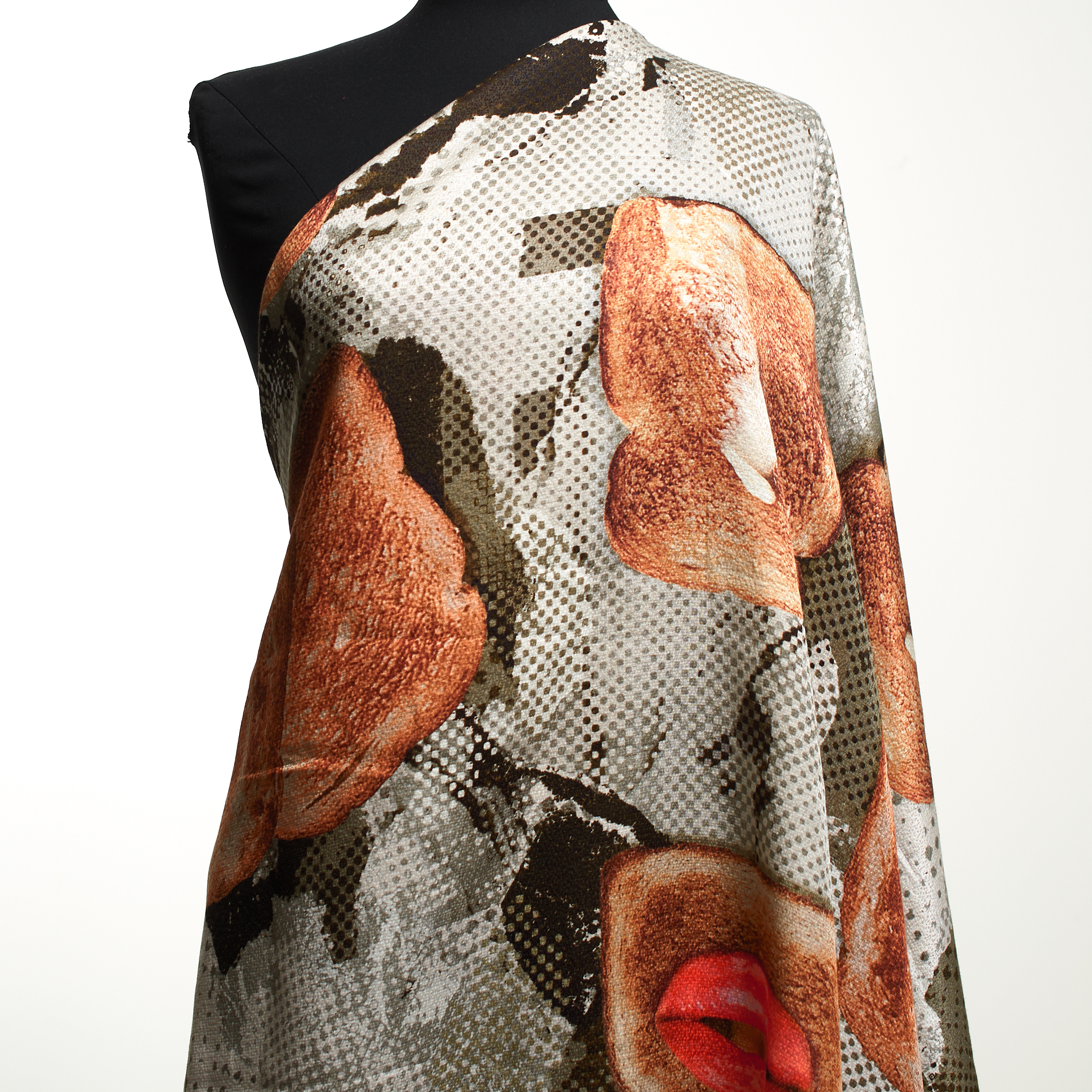 COTTON, SILK, PRINTED, GINGER SPICE