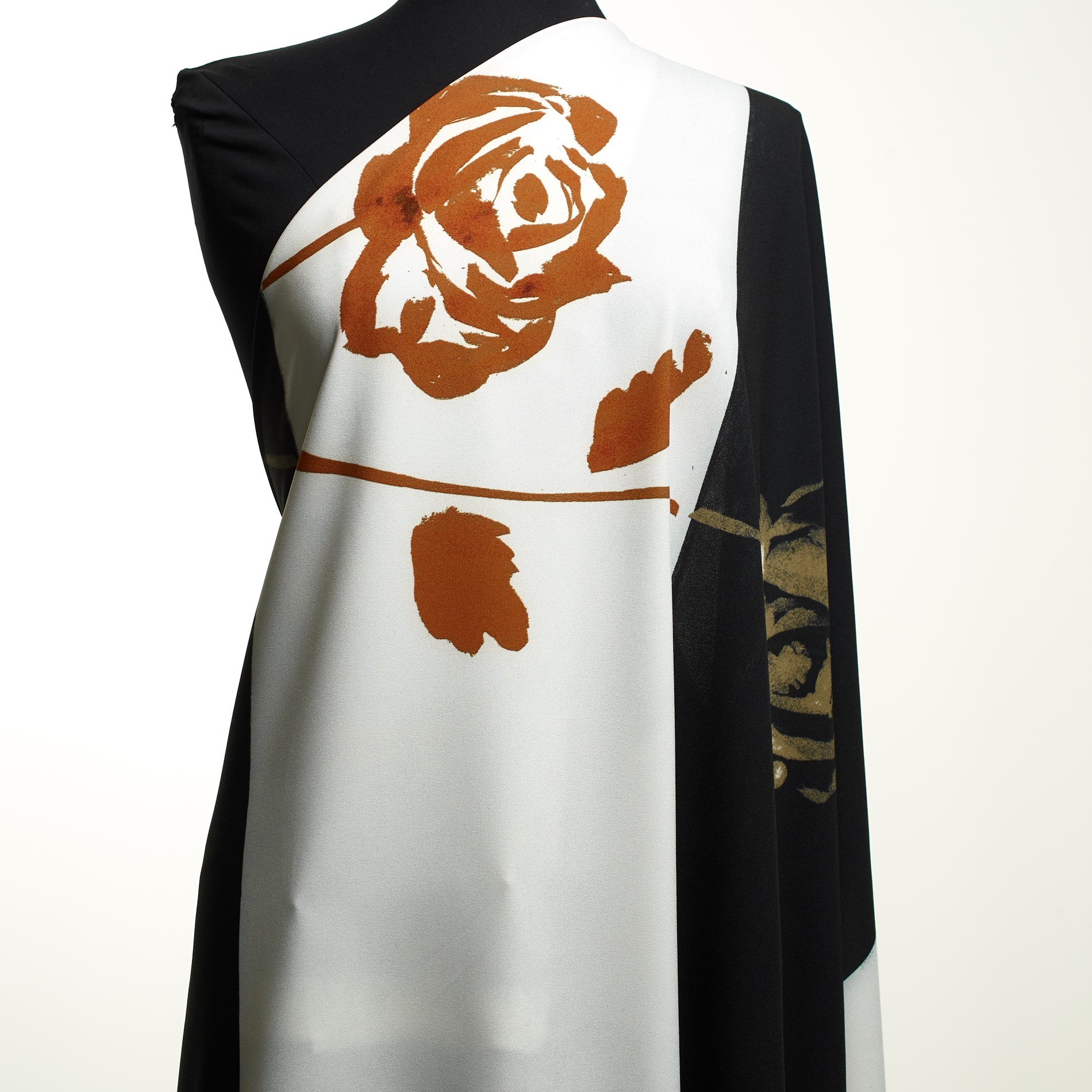 CRÊPE, PRINTED, BRILLIANT WHITE&DUSTED CLAY