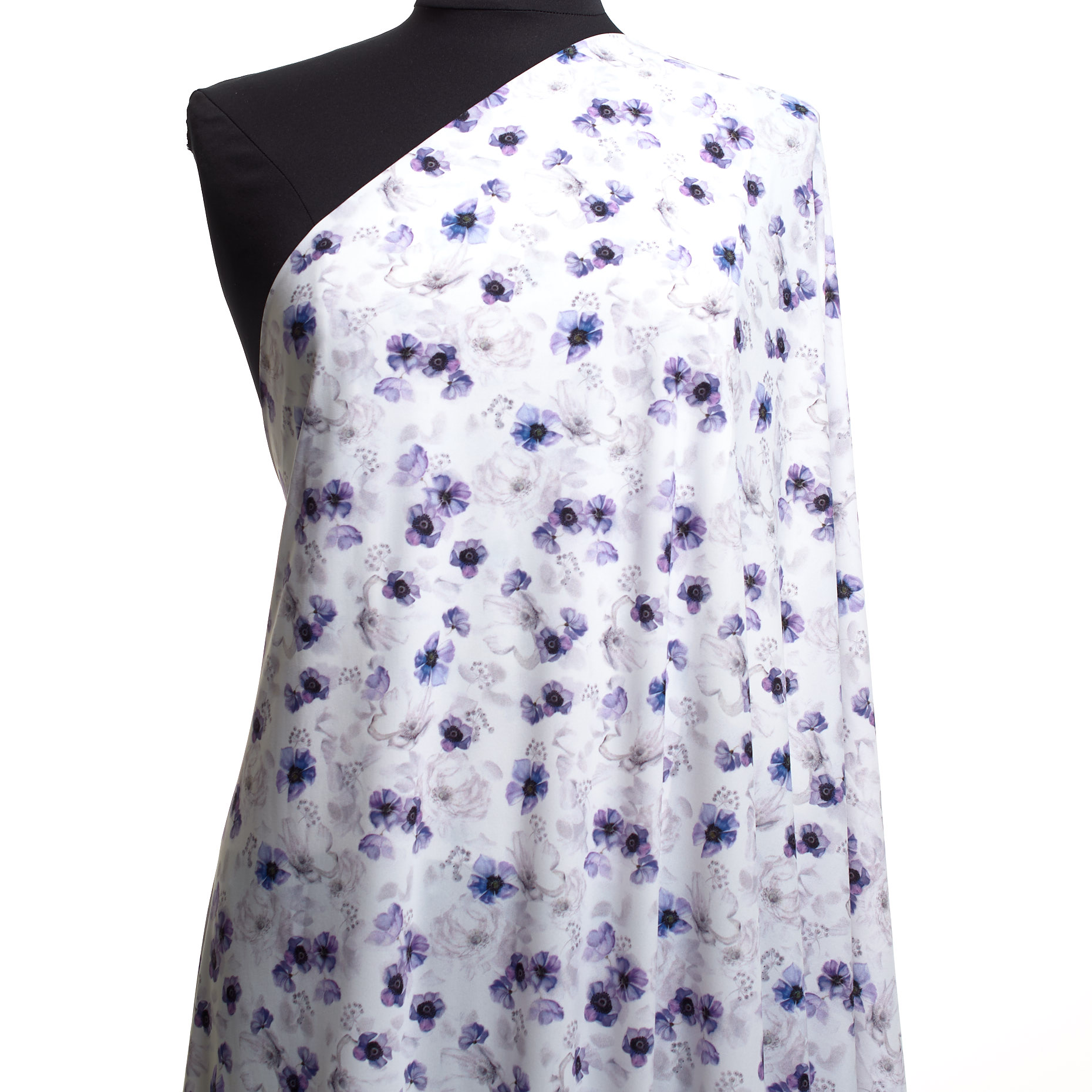 Techno Jersey, Printed, High Elasticity, Brilliant White&Lavender