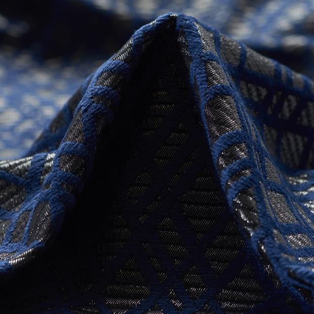 Żakard, Wiskoza Modal, Lurex, Deep Cobalt&Titanium