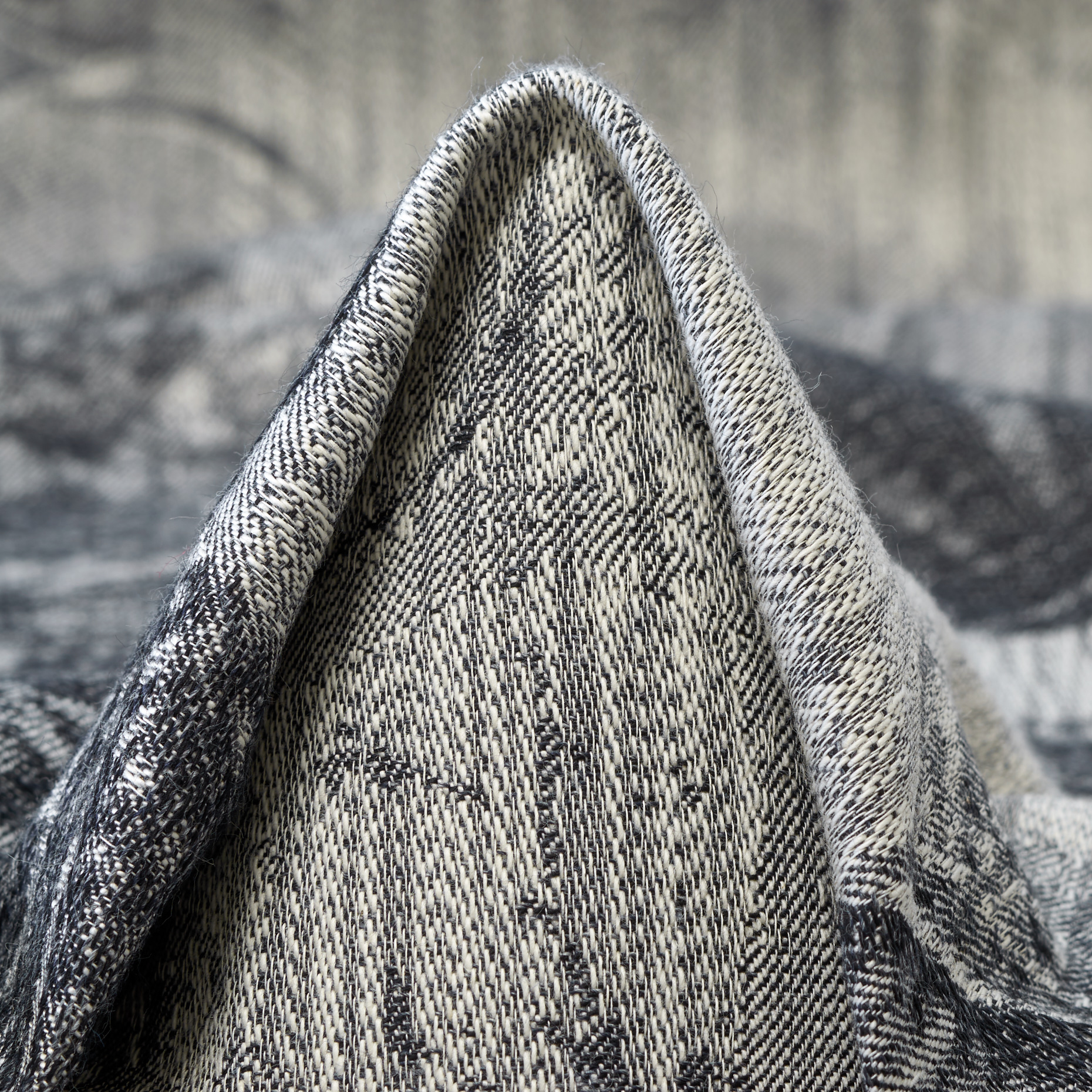 Jacquard, Cotone, Tela di Jouy, Barely Blue&Gunmetal