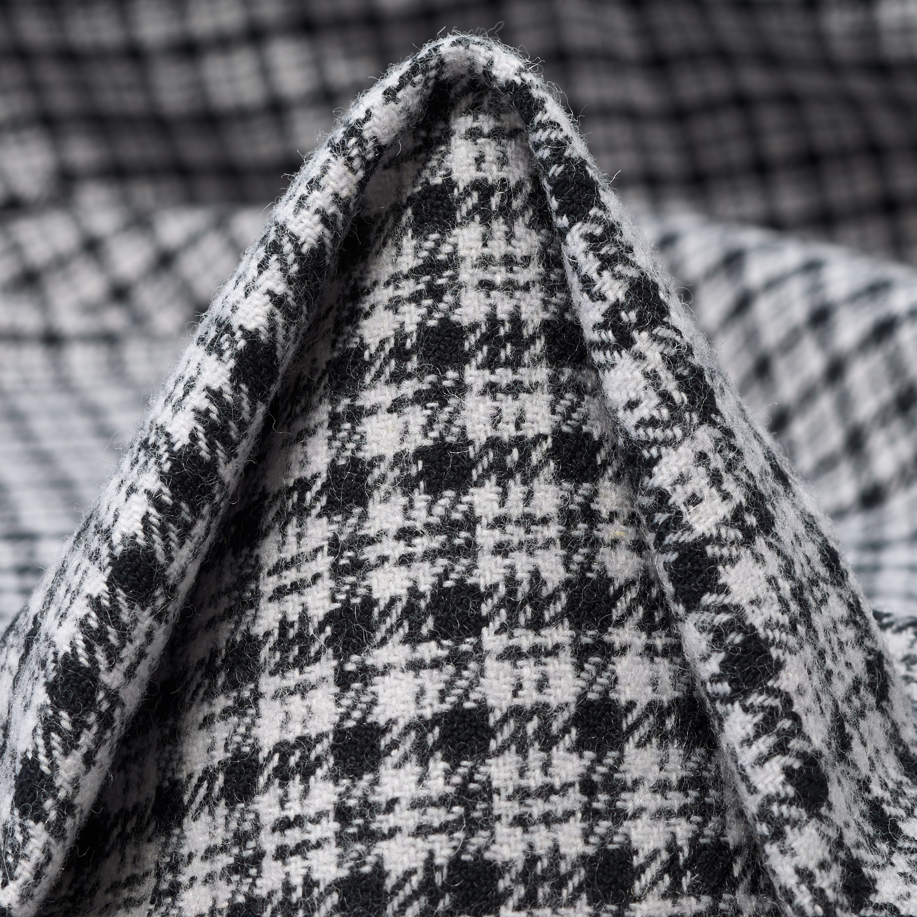 Wool Blend, Cotton Blend, Pepita, Raven Black&Nimbus Cloud