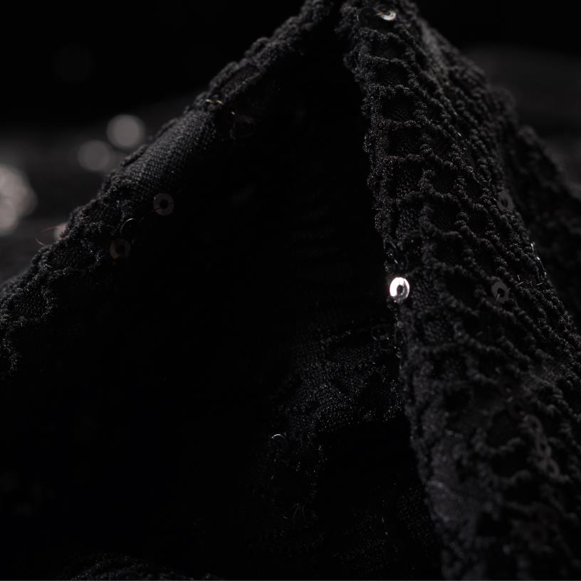 SEQUIN, EMBROIDERED, JET BLACK