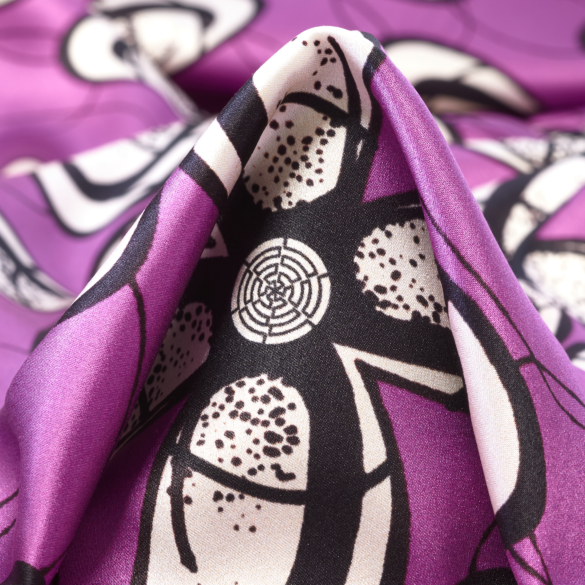 Silk, Satin, Printed, Real Purple