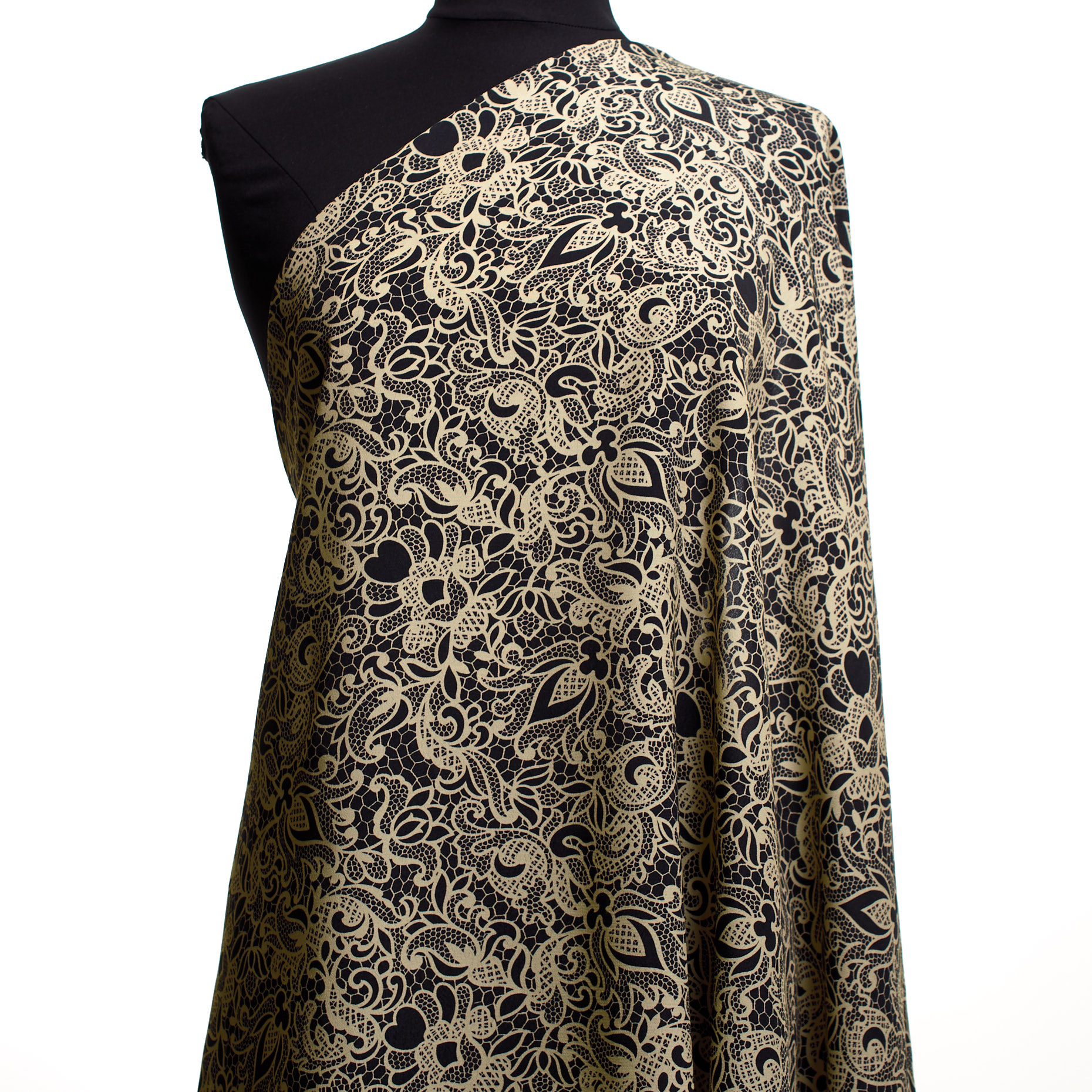 CRÊPE, VISCOSE, PRINTED, RAVEN BLACK&BROWN RICE